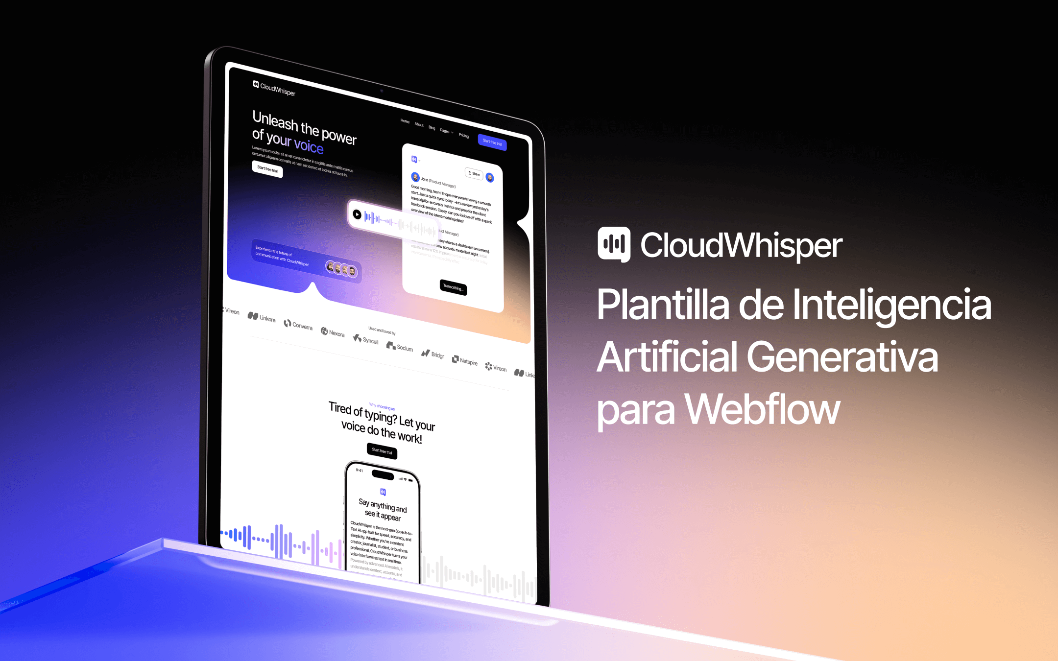 Plantilla de Inteligencia Artificial Generativa para Webflow