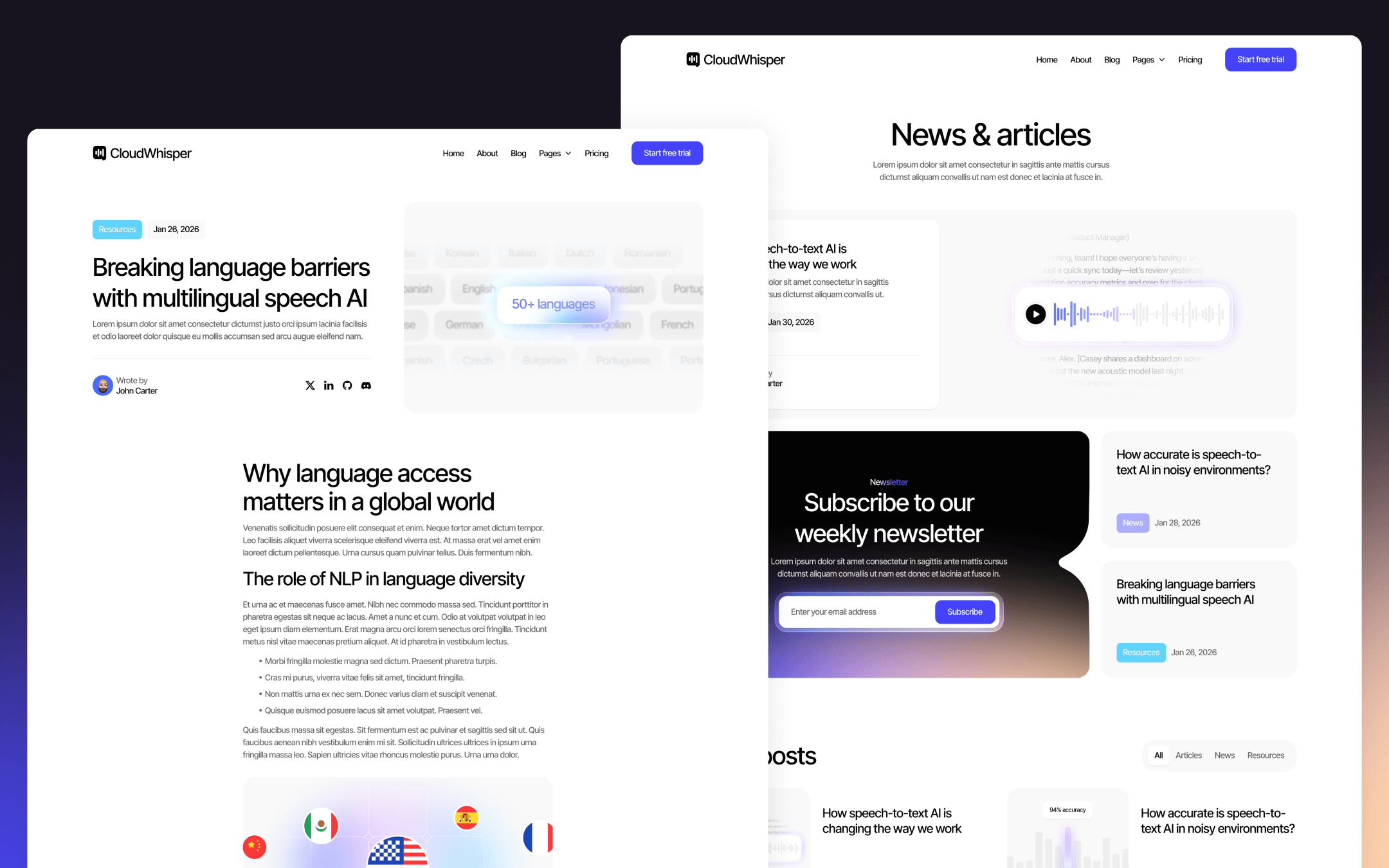 CloudWhisper Template para Webflow