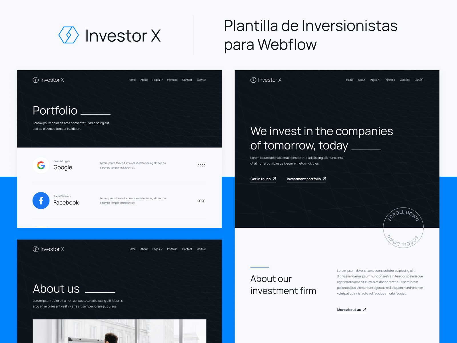 Plantilla de Inversionistas para Webflow