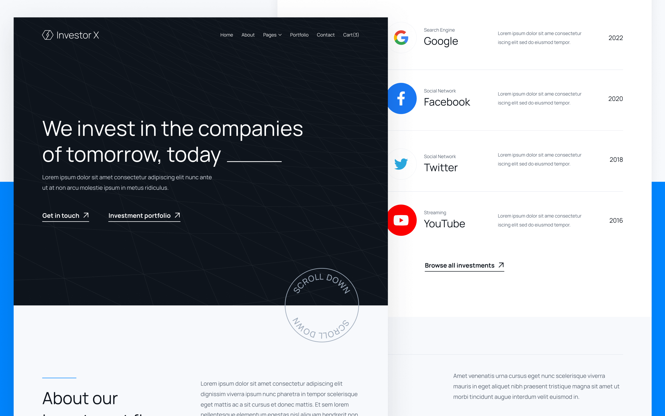 Plantilla de Inversionistas para Webflow