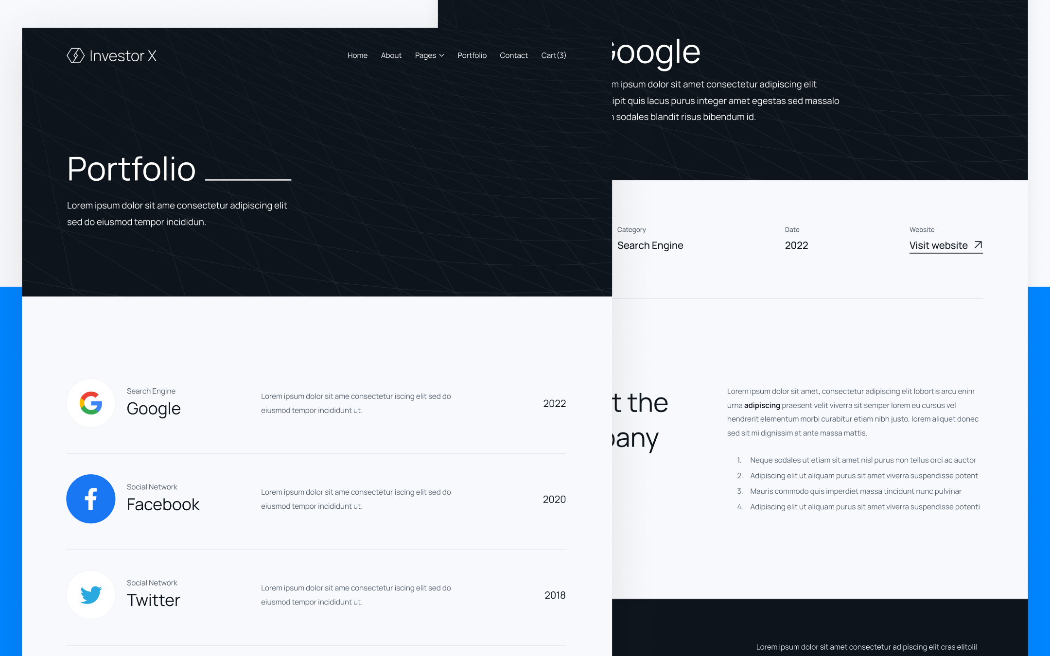 Investor X Template para Webflow