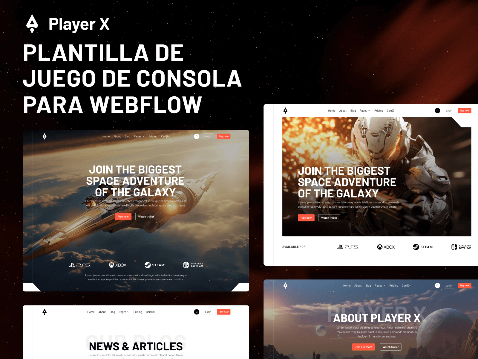 Plantilla de Juego de Consola para Webflow
