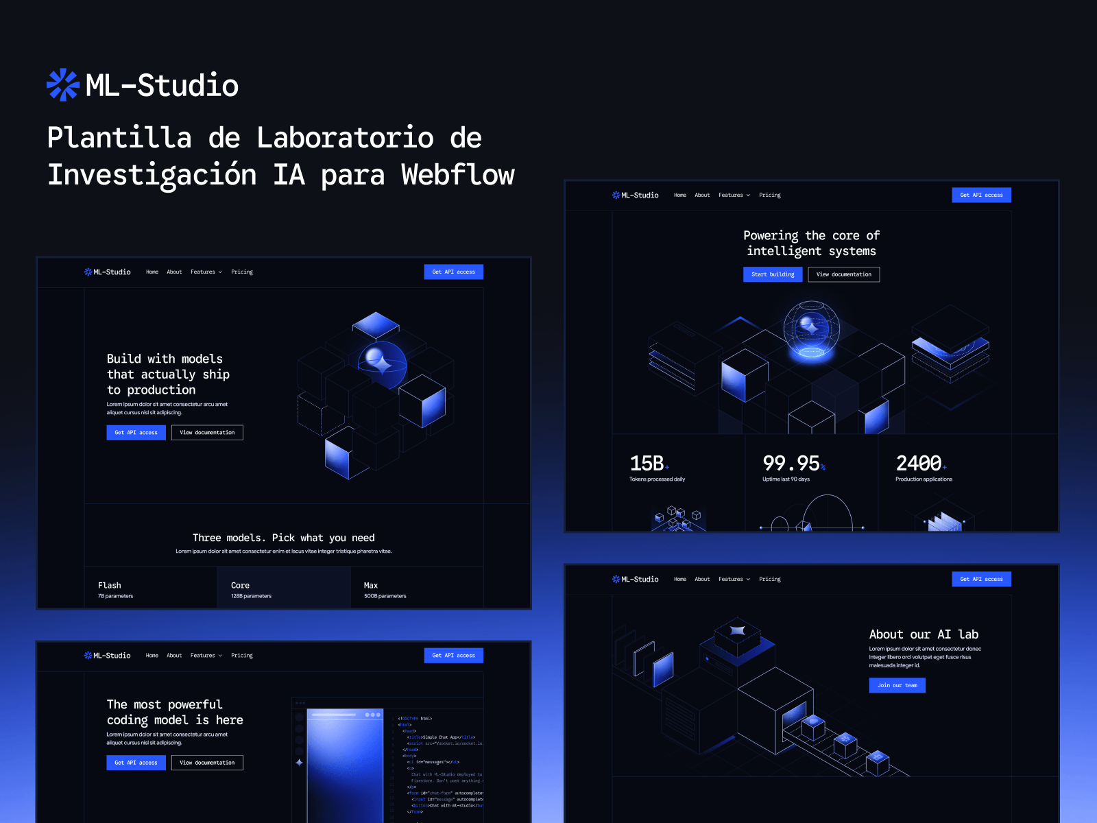 Plantilla de Laboratorio de Investigación IA para Webflow