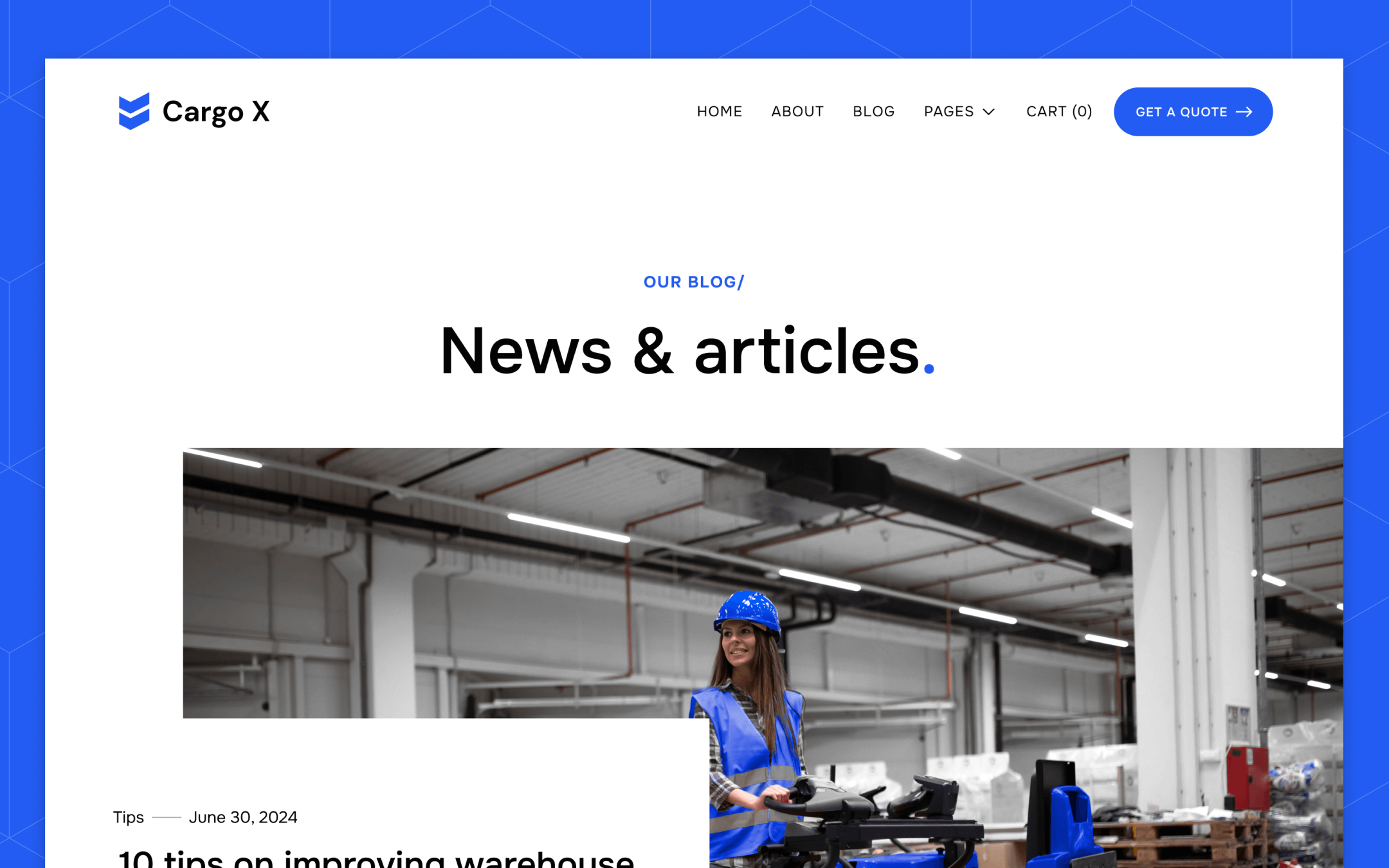 Cargo X Template para Webflow