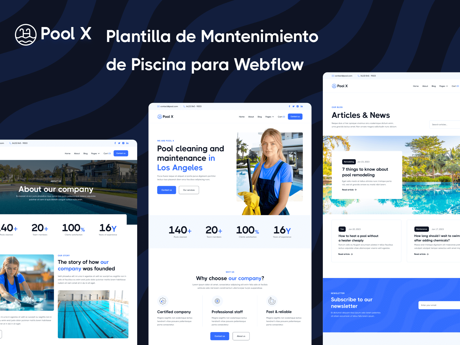 Plantilla de Mantenimiento de Piscina para Webflow