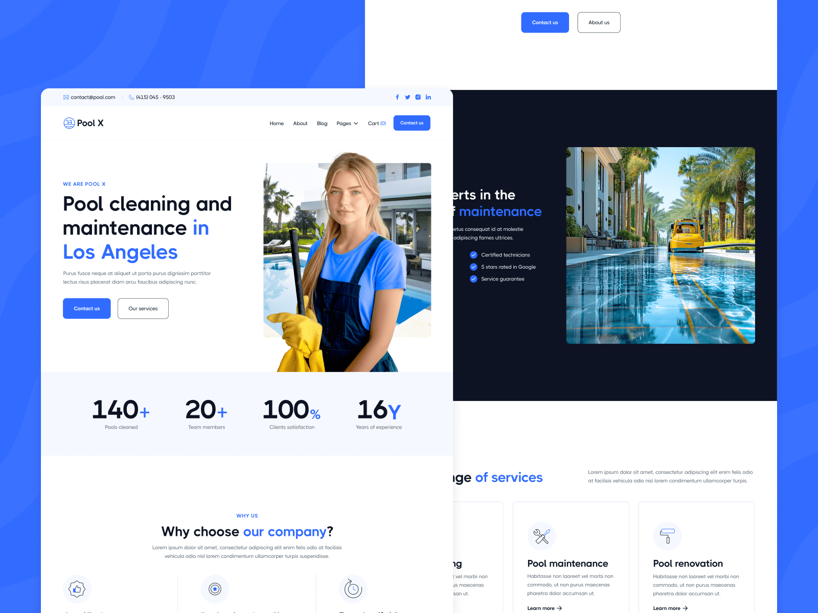 Template de Mantenimiento de Alberca para Webflow