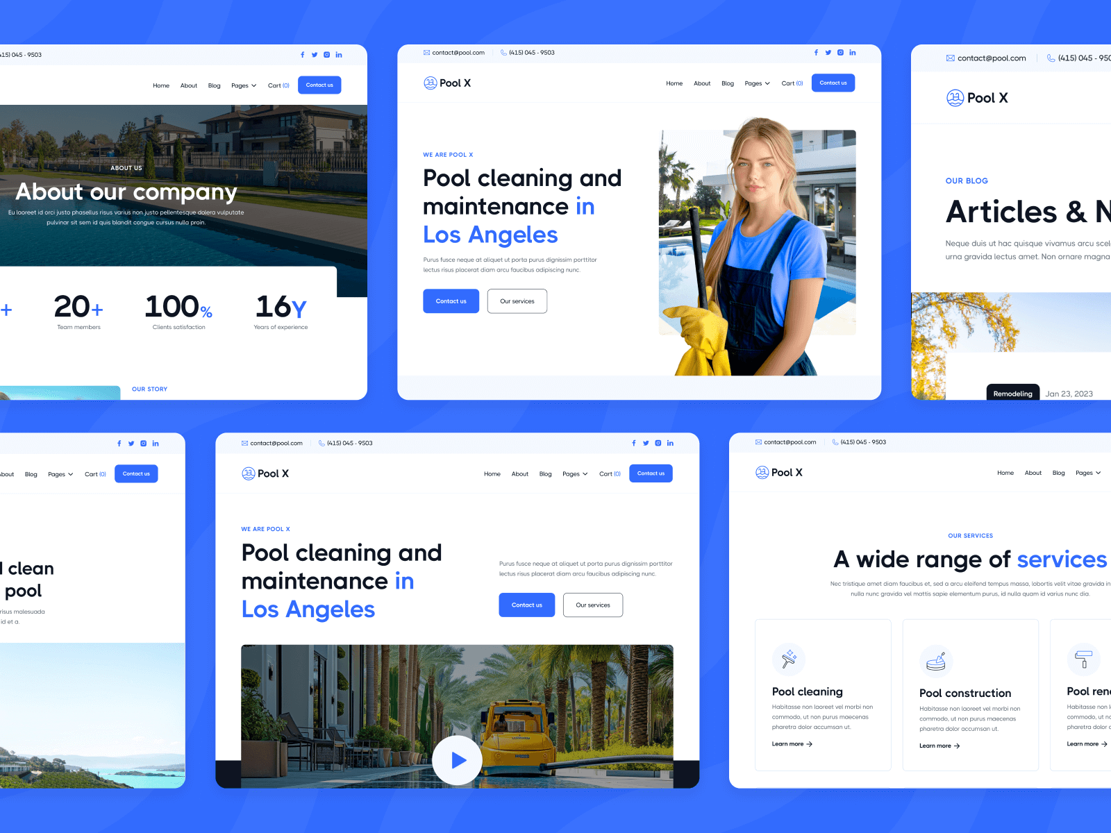 Plantilla para Webflow de Mantenimiento de Piscina