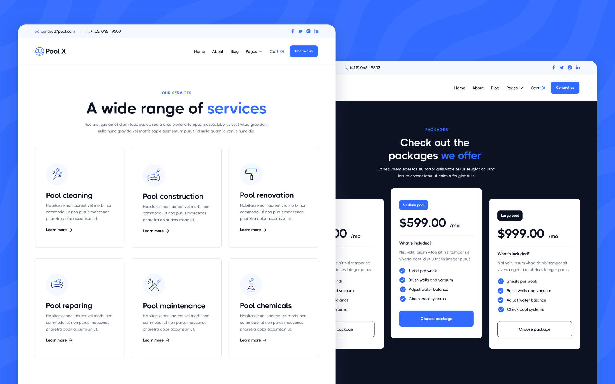 Pools X Template para Webflow
