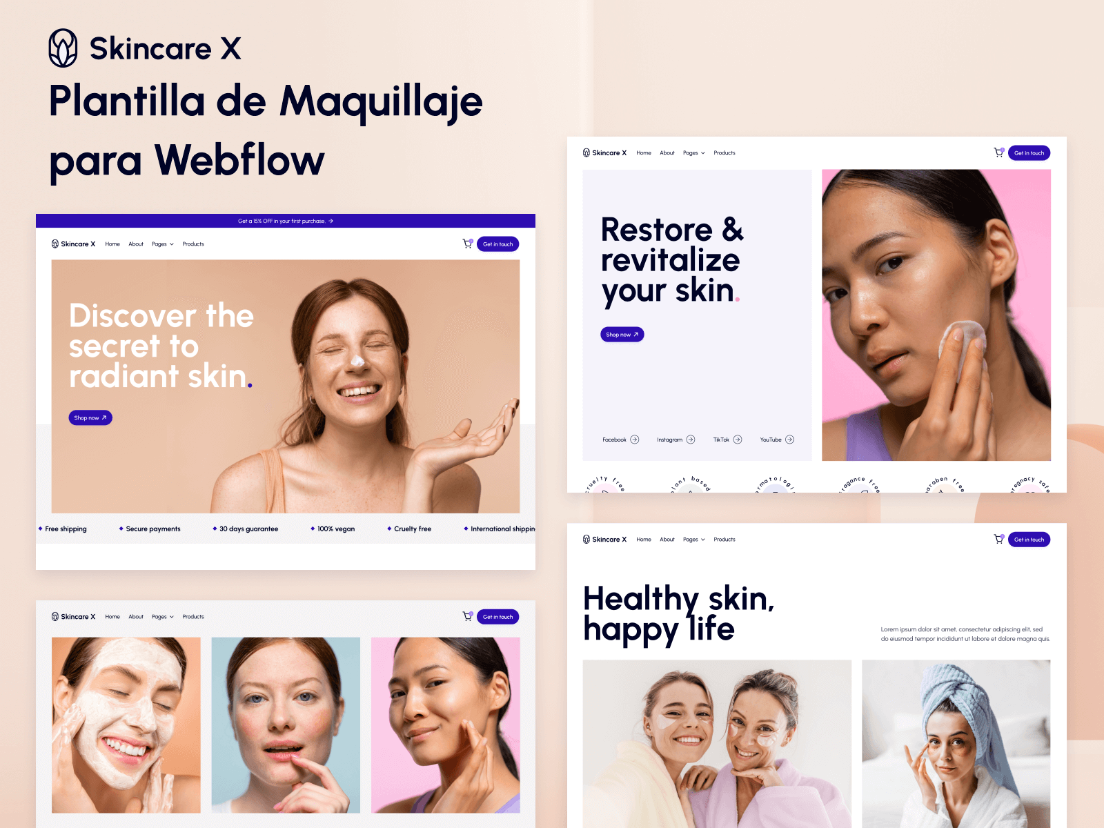Plantilla de Maquillaje para Webflow