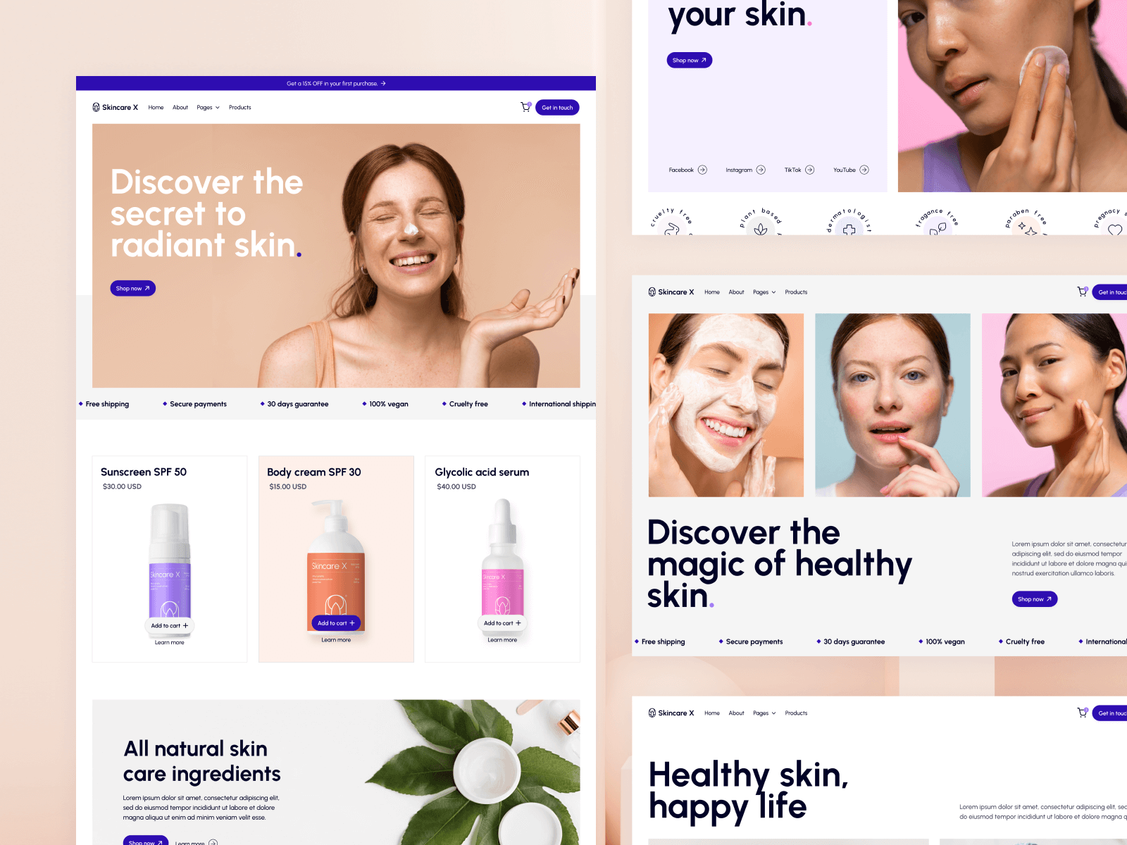 Plantilla de Cuidado Personal para Sitio Web en Webflow