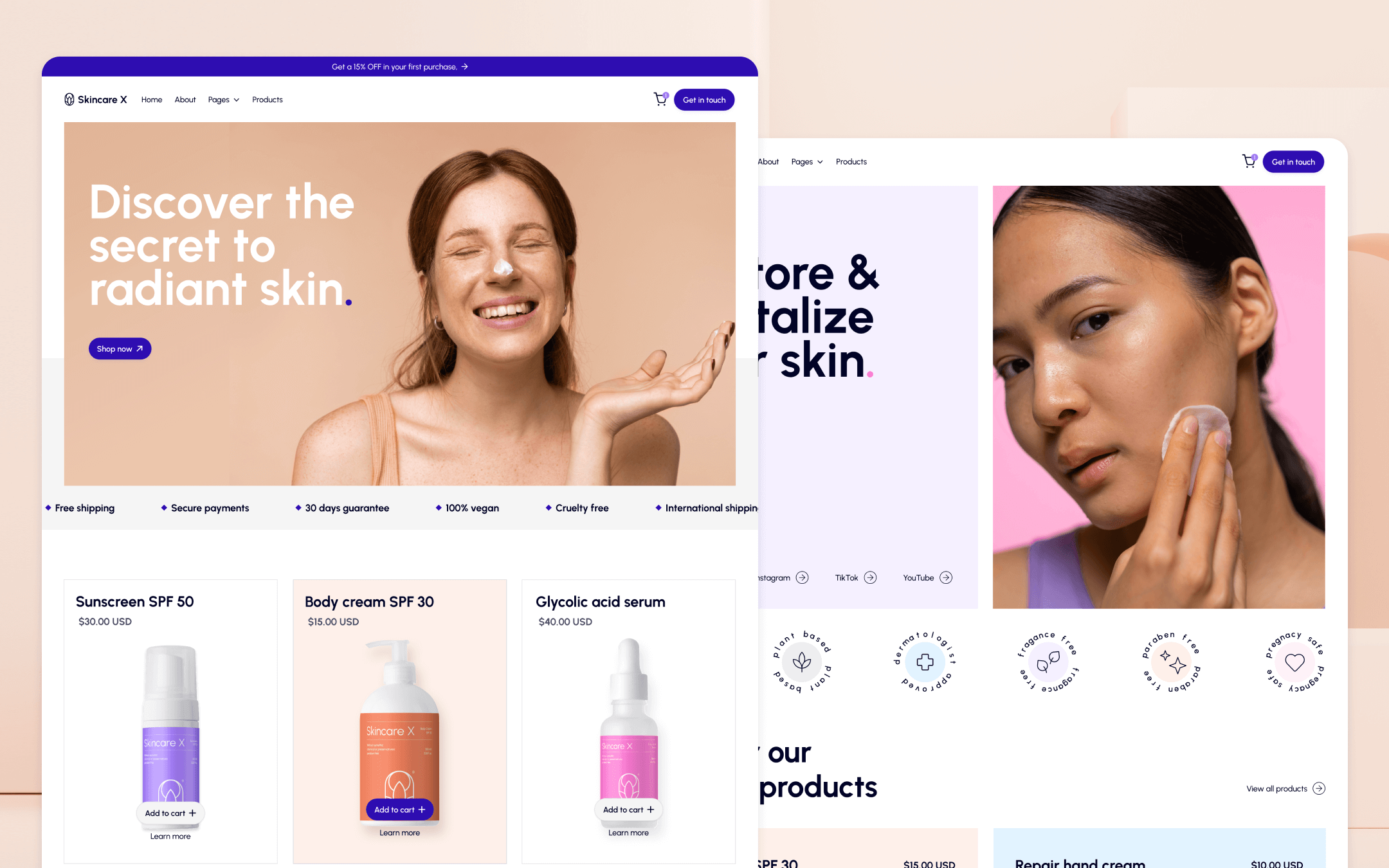 Skincare X Template para Webflow