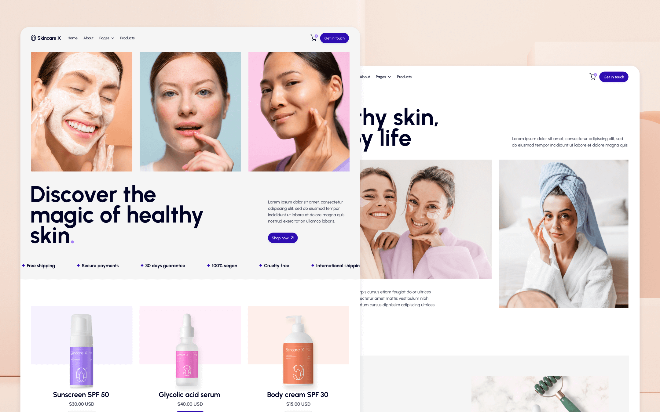 Skincare X Template para Webflow