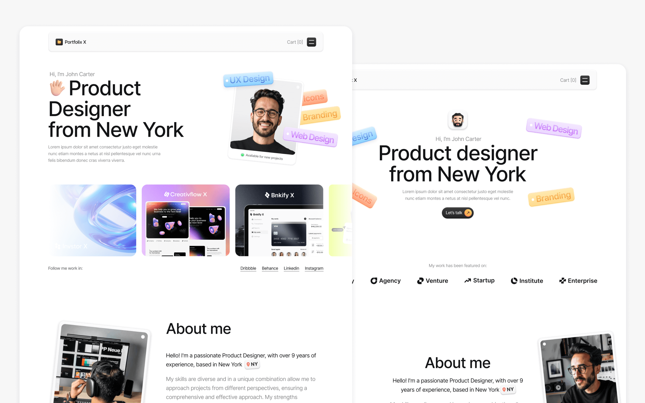 Portfolix X Template para Webflow
