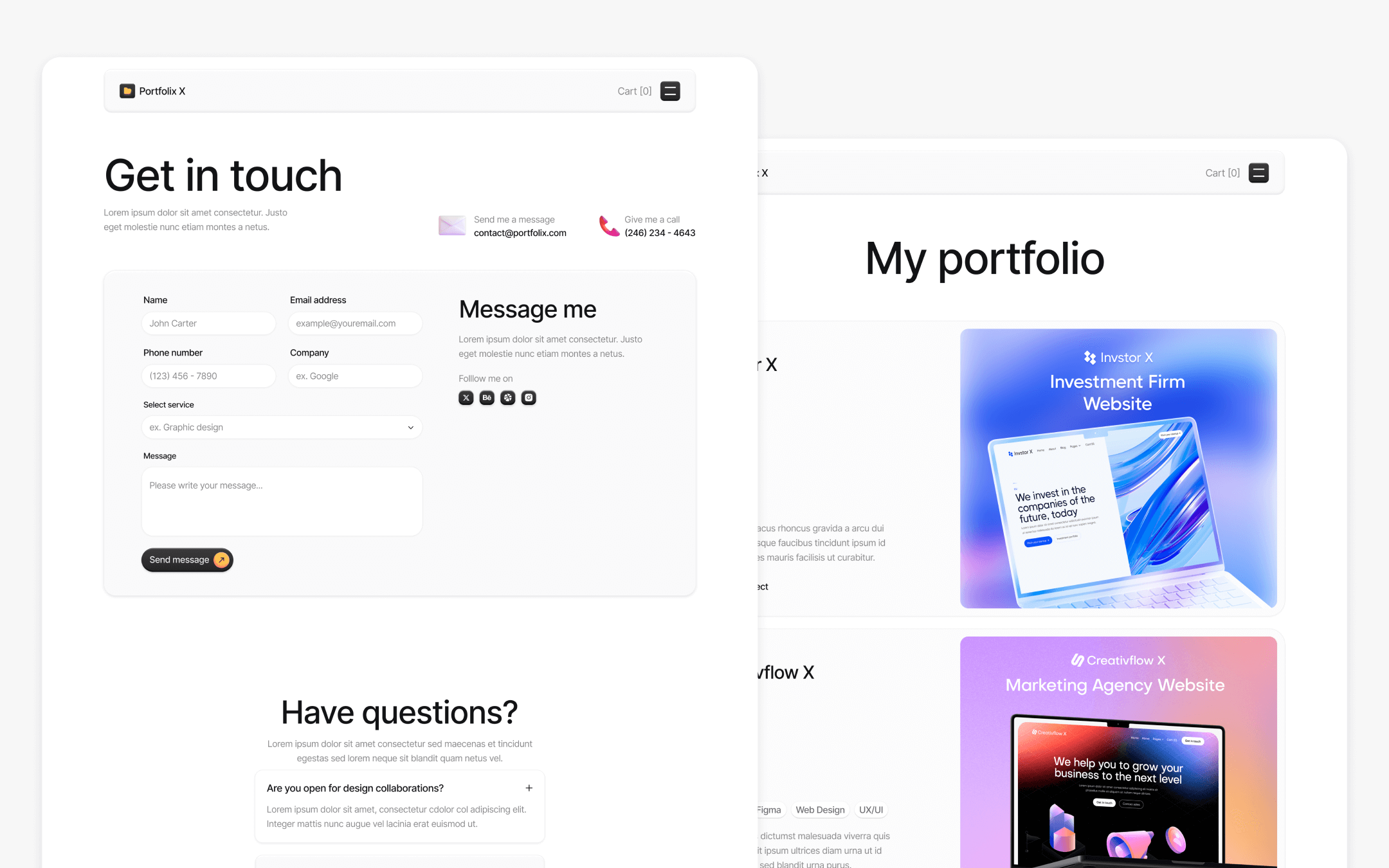 Portfolix X Template para Webflow