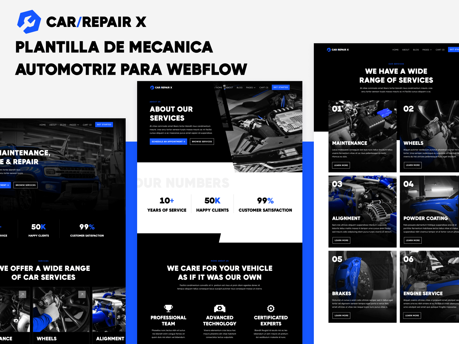 Plantilla de Mecánica Automotriz para Webflow