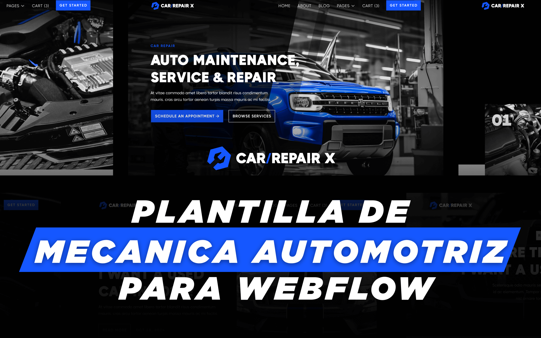 Plantilla de Mecánica Automotriz para Webflow