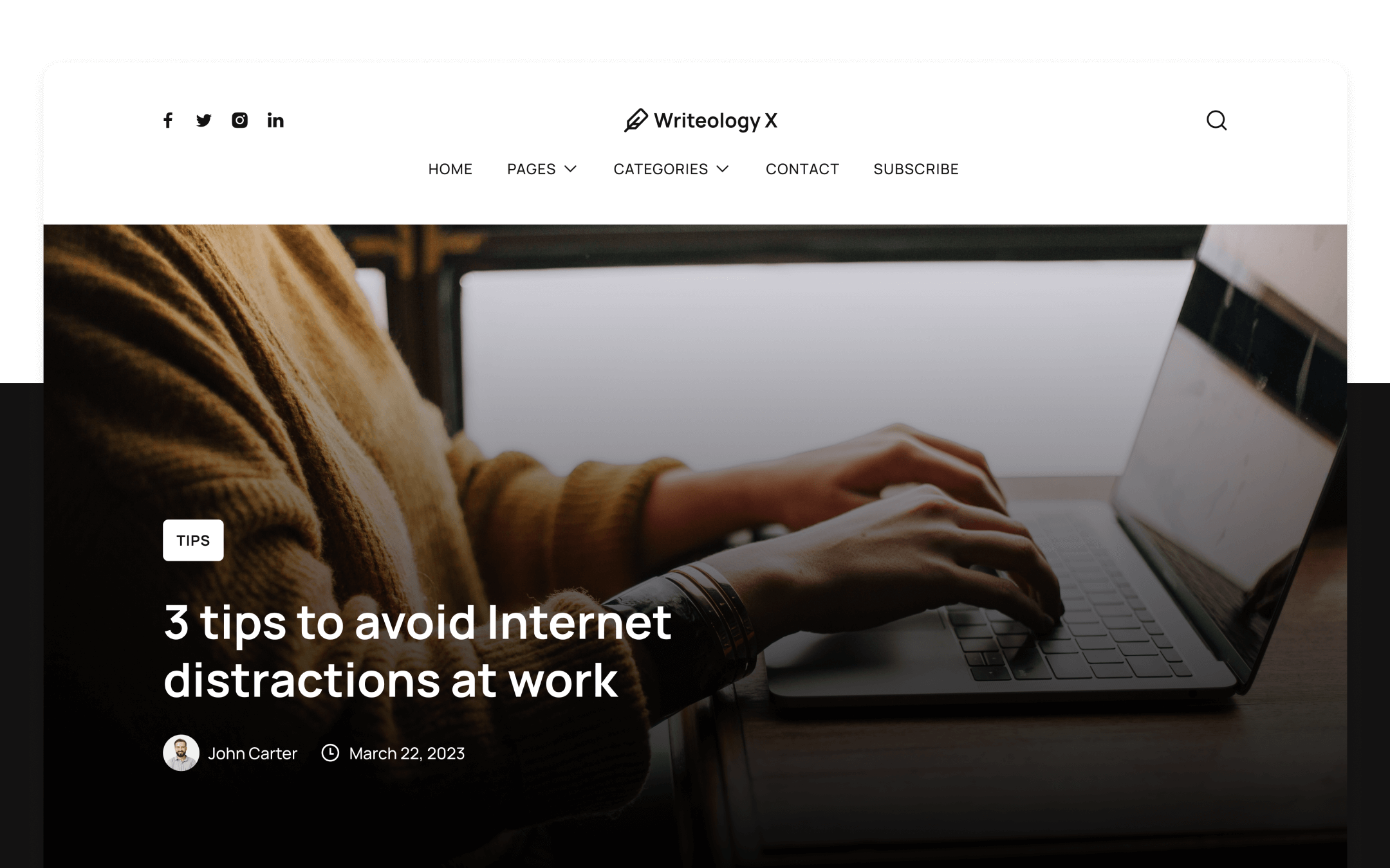 Writeology X Template para Webflow