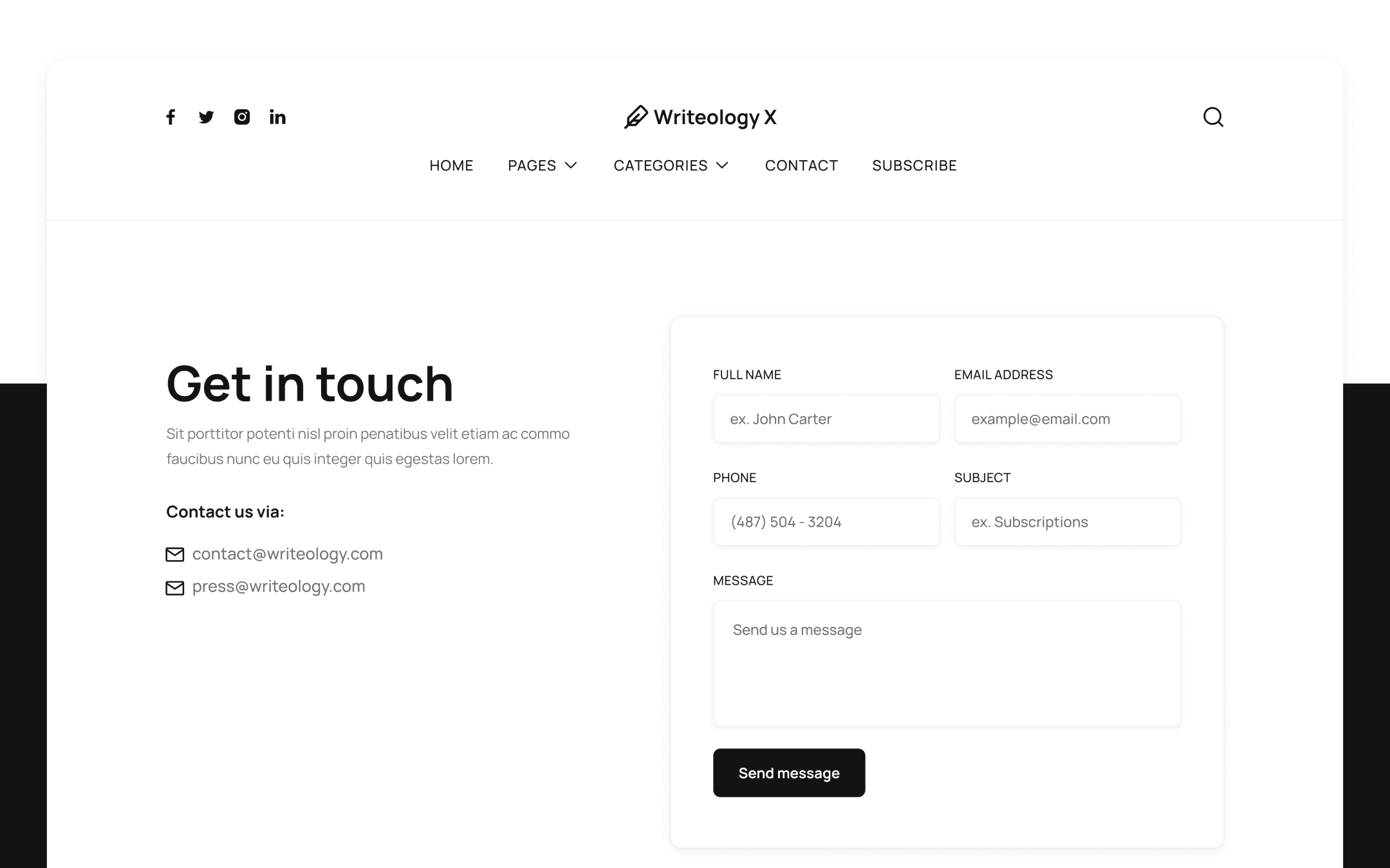 Writeology X Template para Webflow