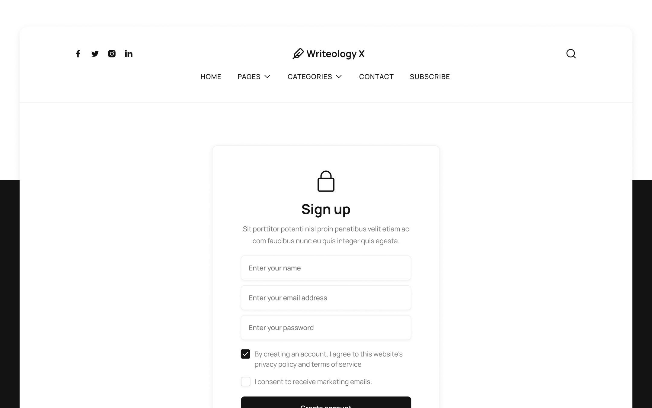 Writeology X Template para Webflow