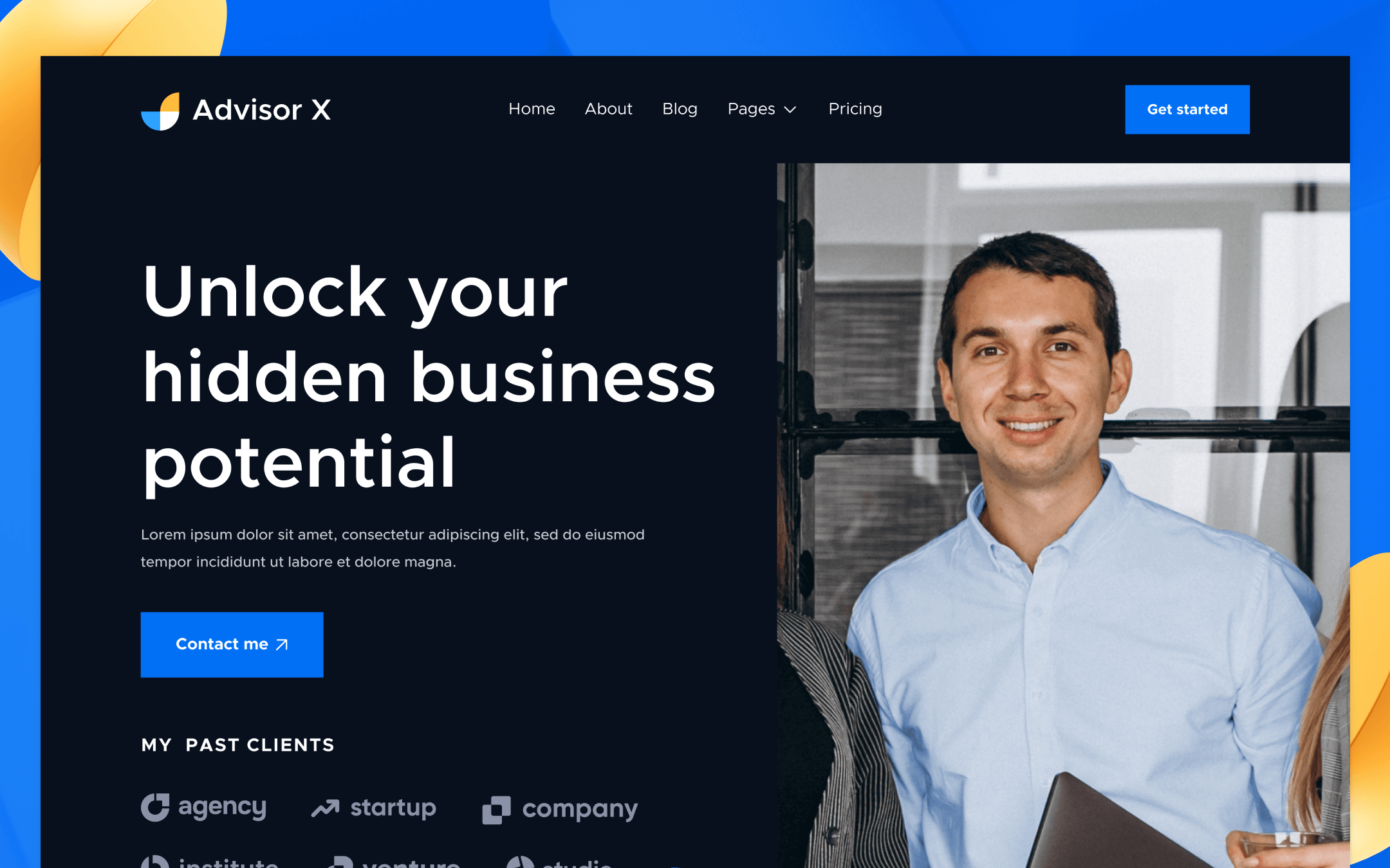 Advisor X Template para Webflow