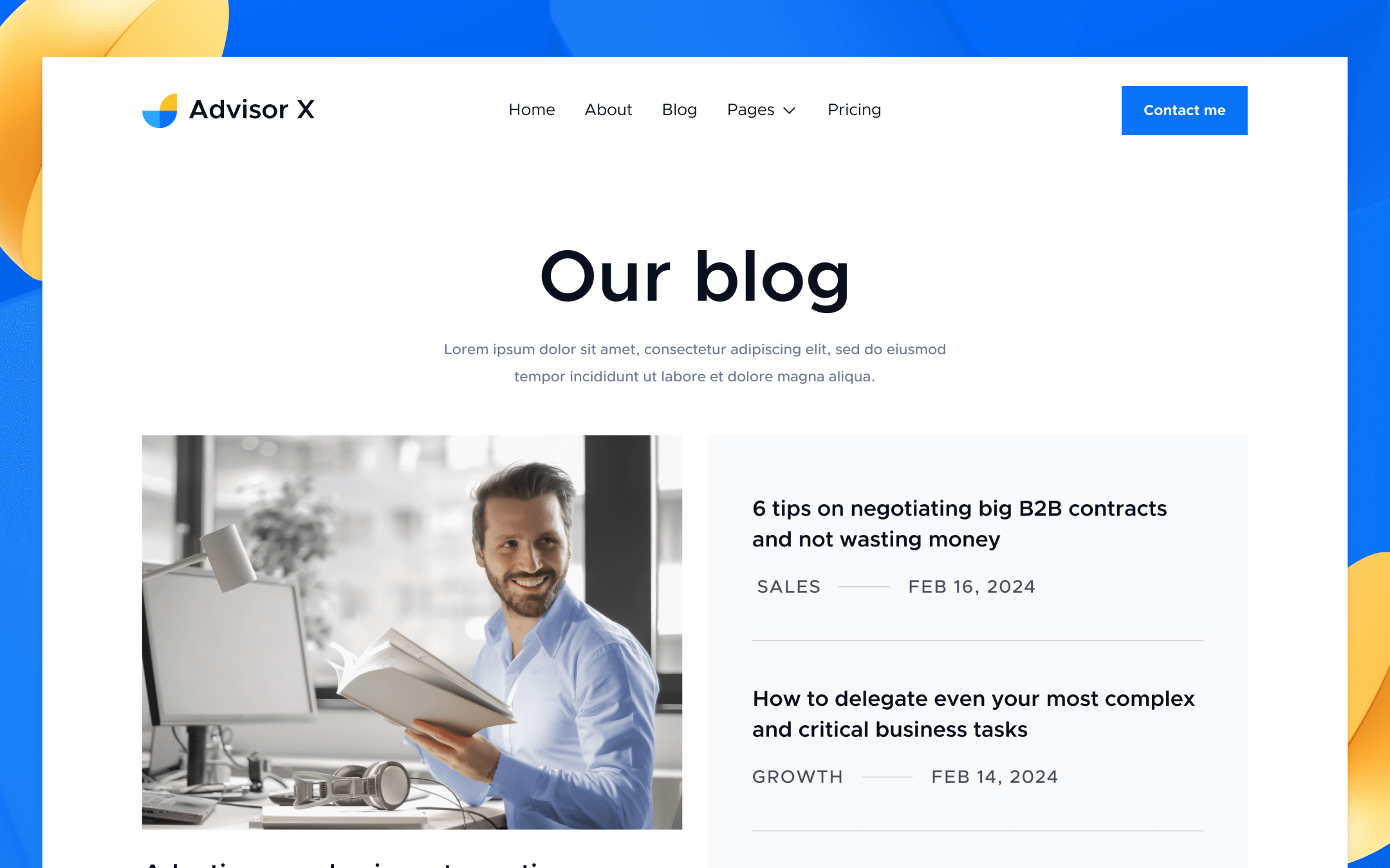 Advisor X Template para Webflow