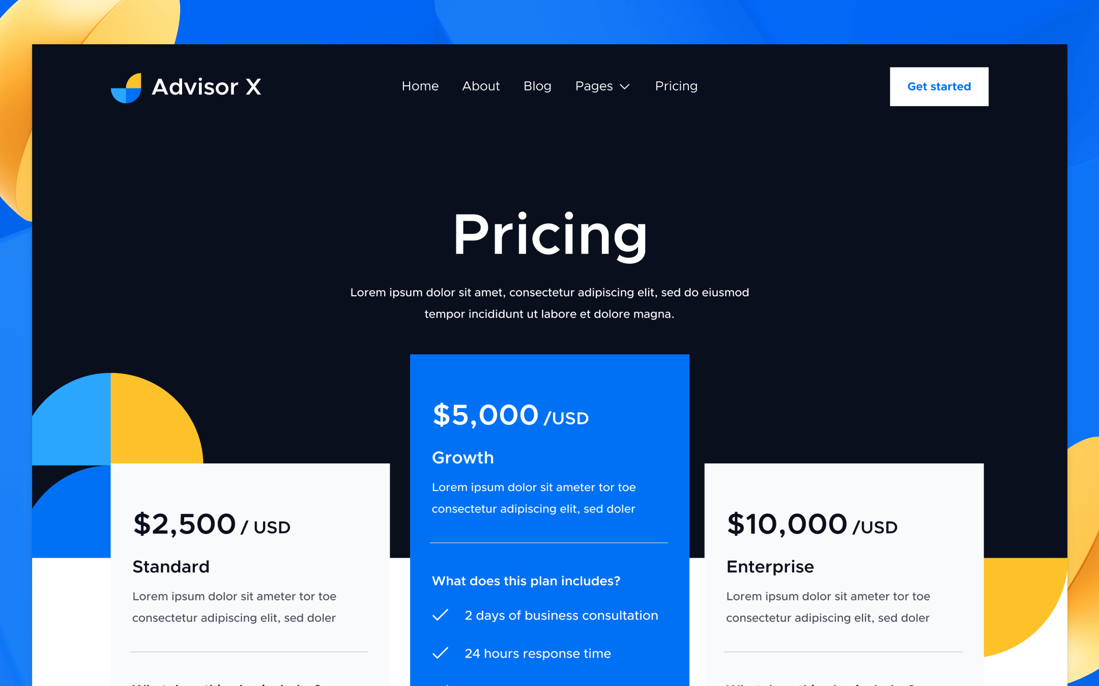 Advisor X Template para Webflow