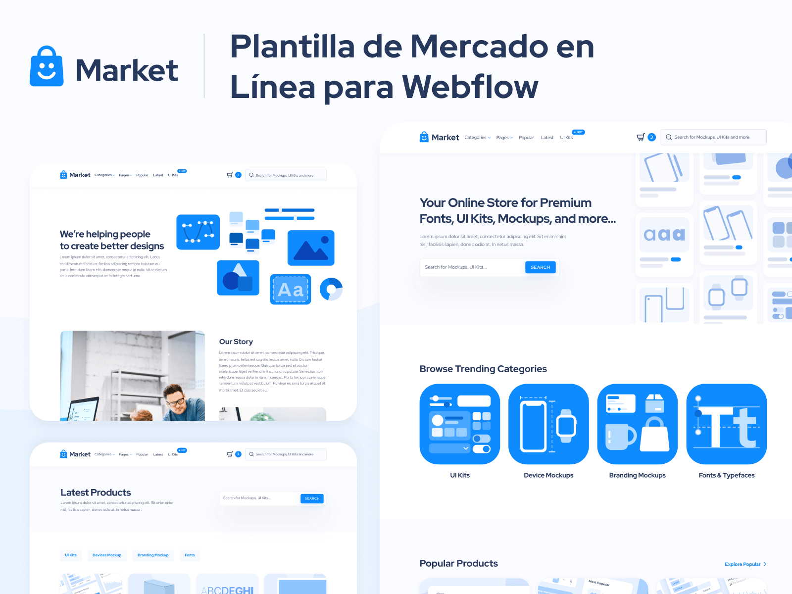 Plantilla de Mercado en Línea para Webflow