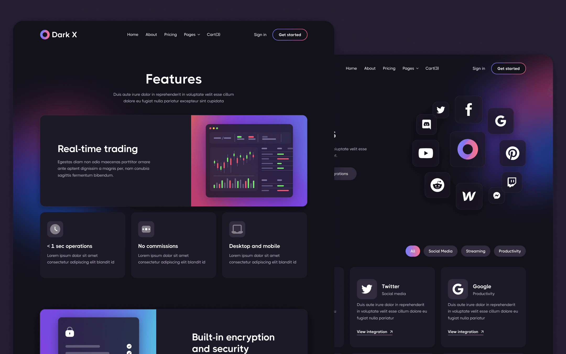 Dark X Template para Webflow