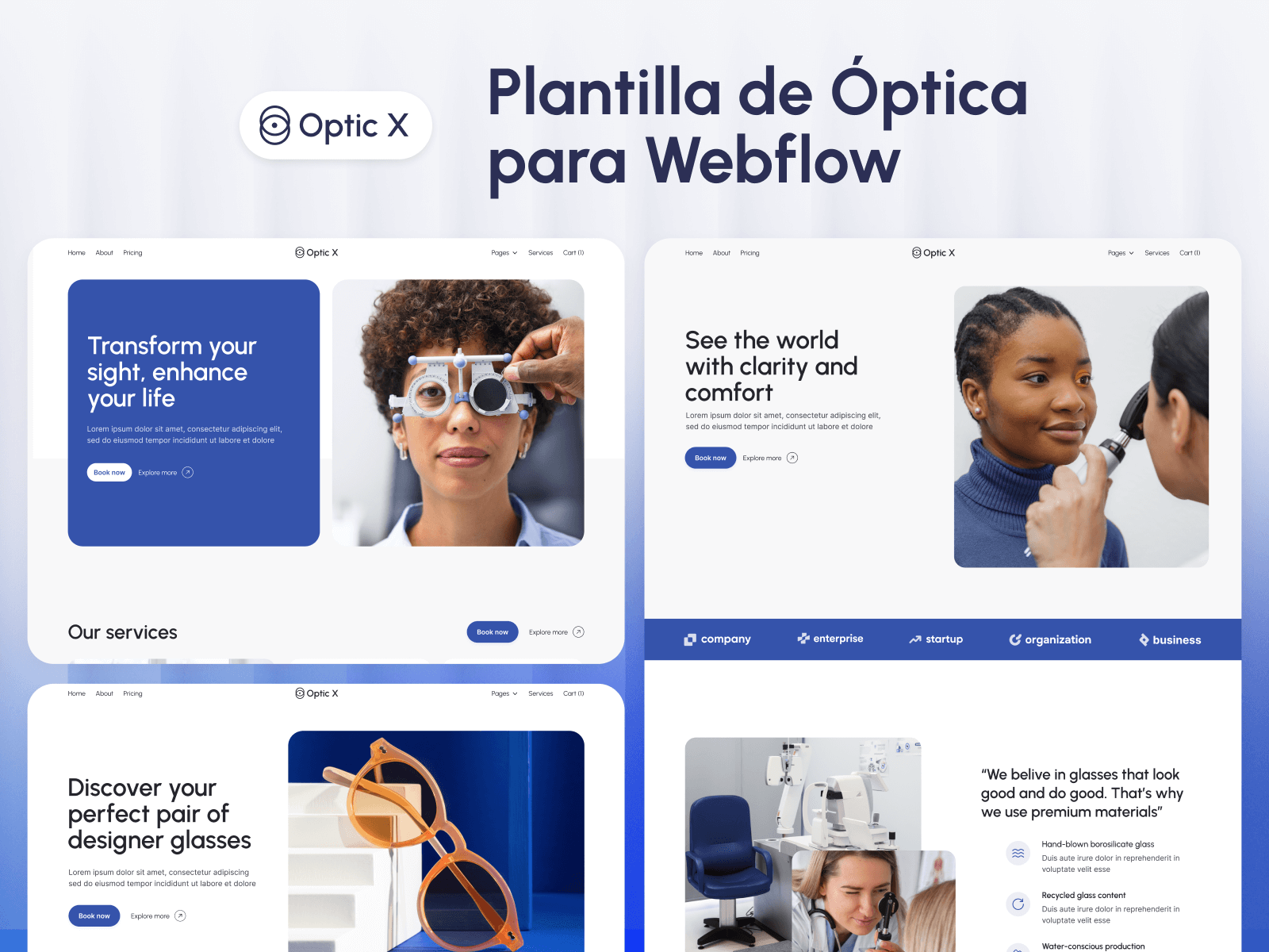 Plantilla de Óptica para Webflow
