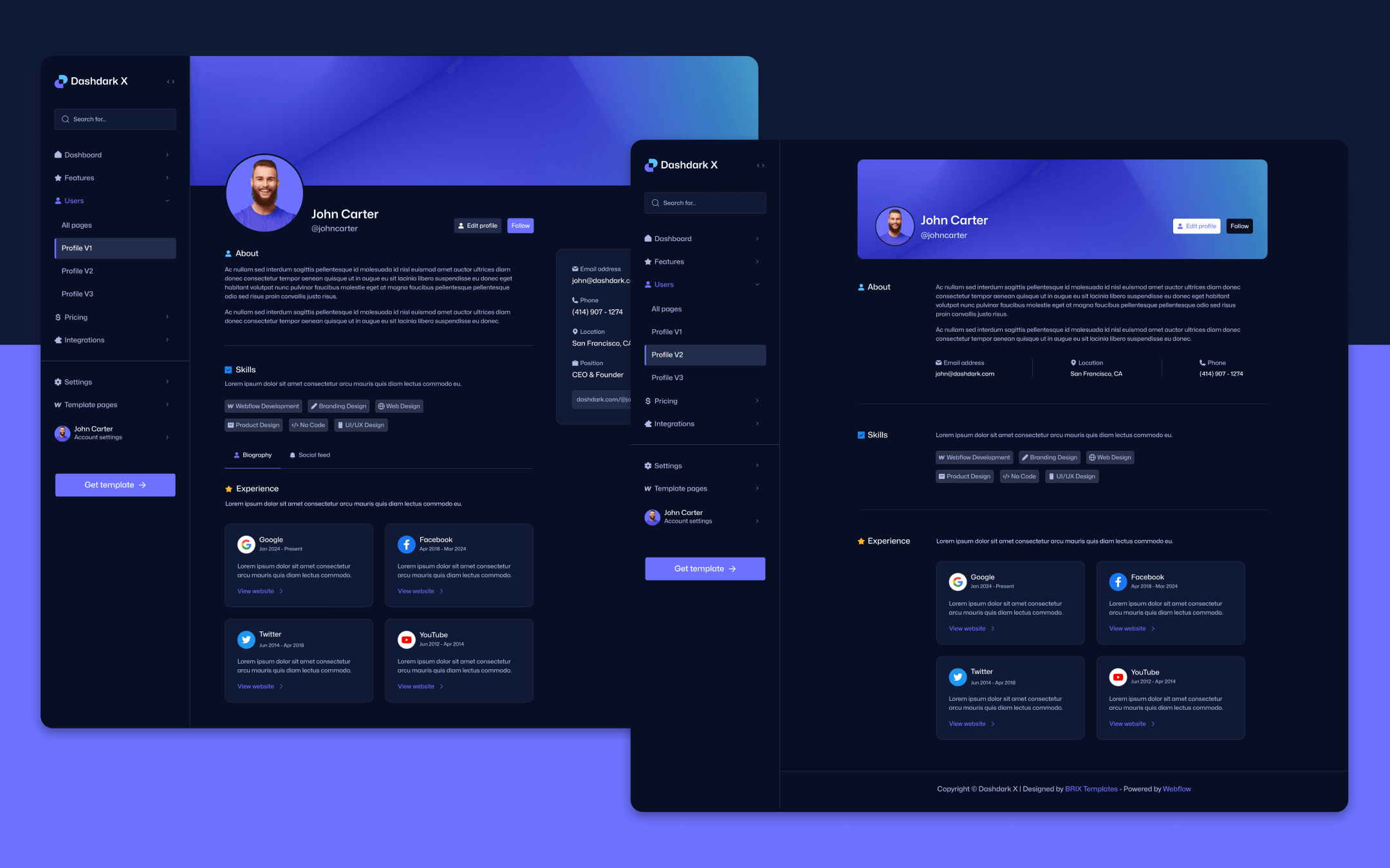 Dashdark X Template para Webflow