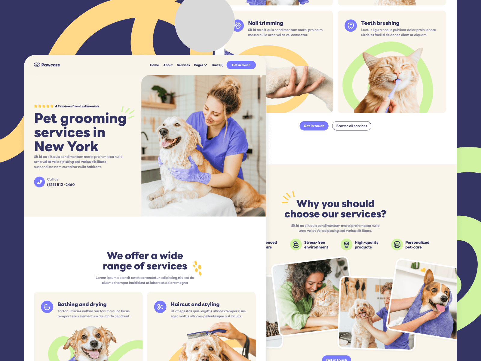 Template de Cuidado de Mascotas para Webflow