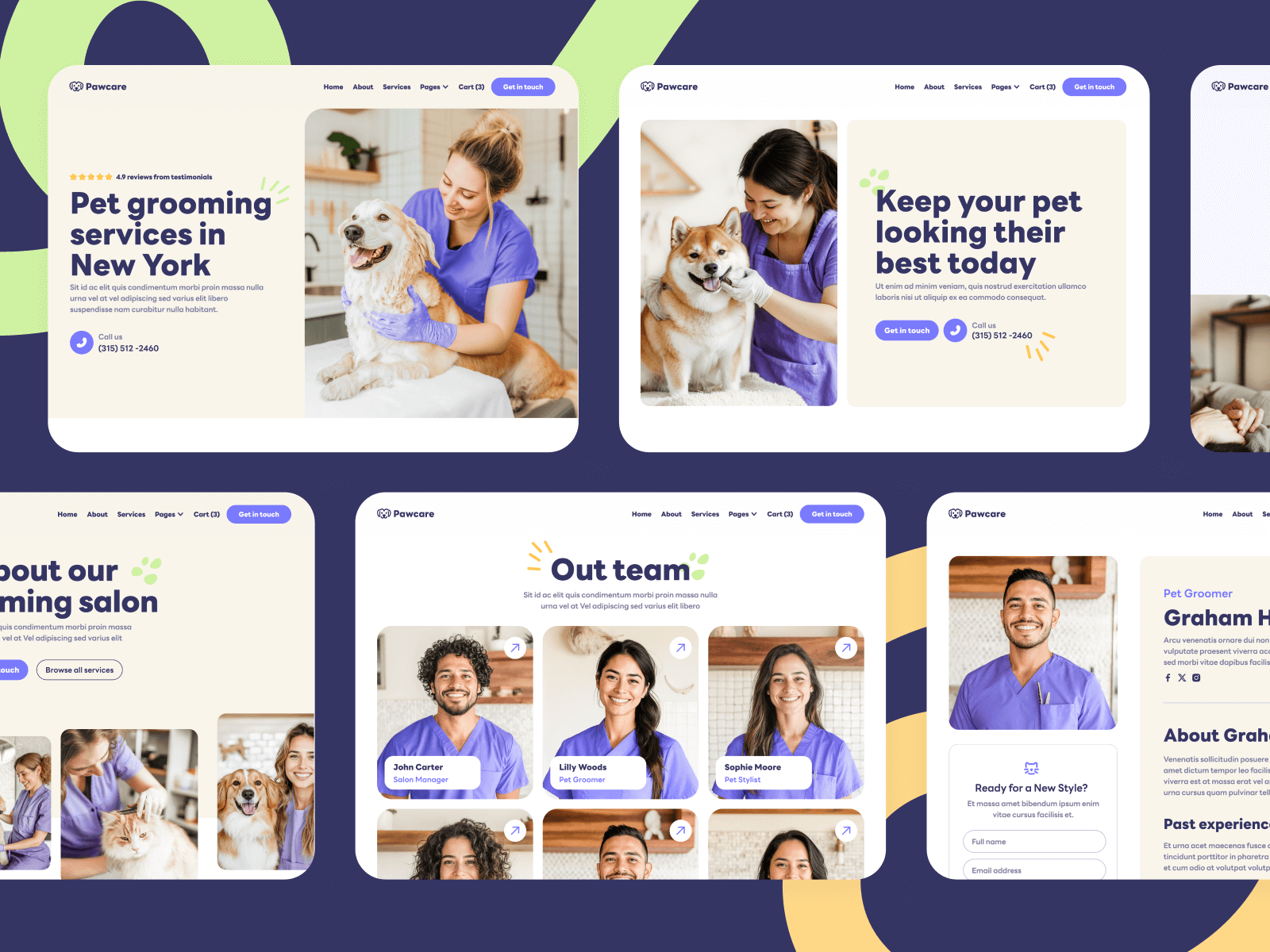 Plantilla de Cuidado de Mascotas para Sitio Web en Webflow