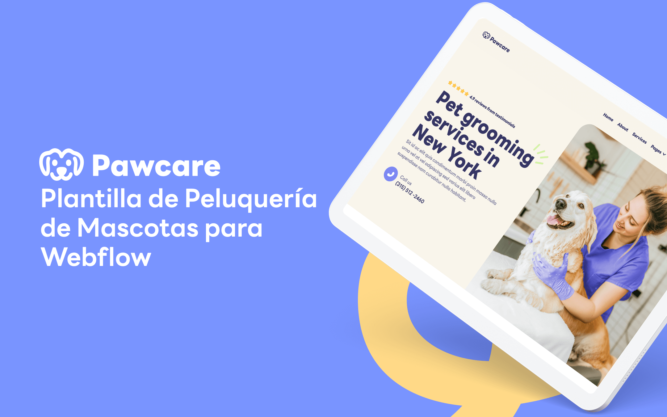 Plantilla de Peluquería de Mascotas para Webflow