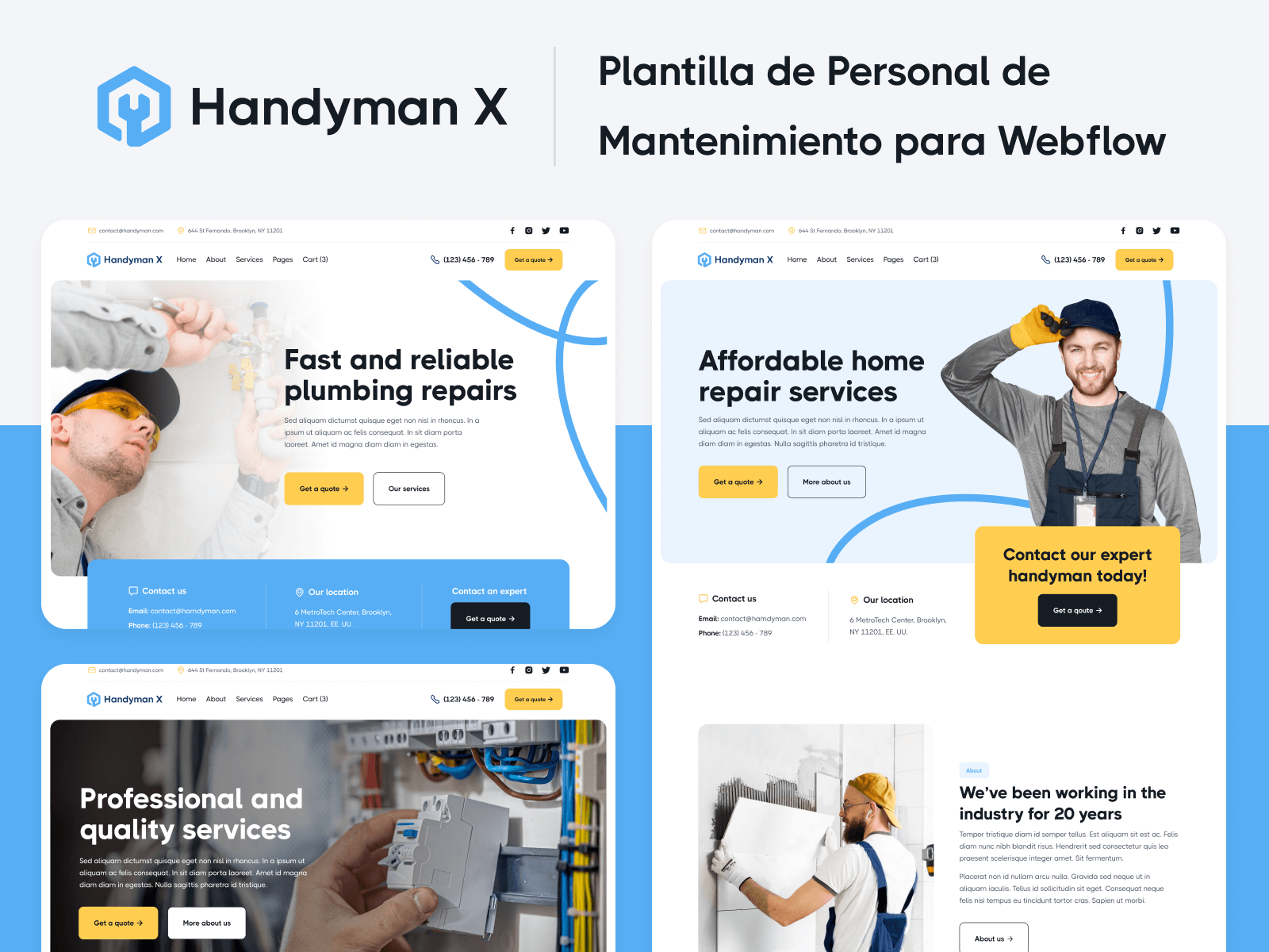 Plantilla de Personal de Mantenimiento para Webflow