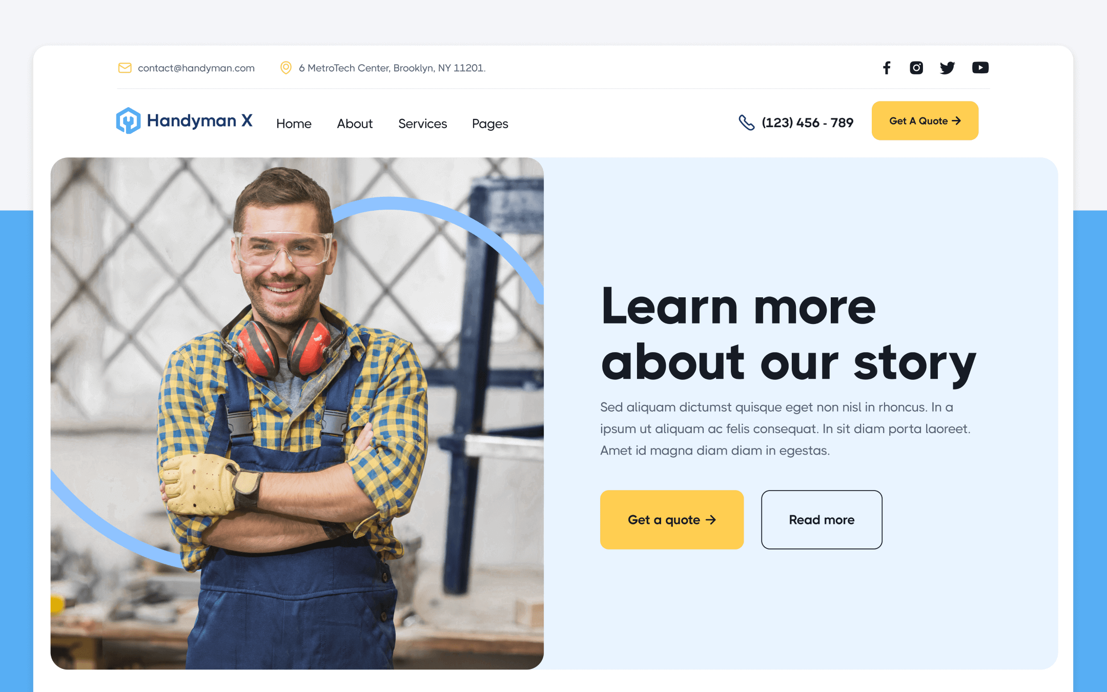 Handyman X Template para Webflow