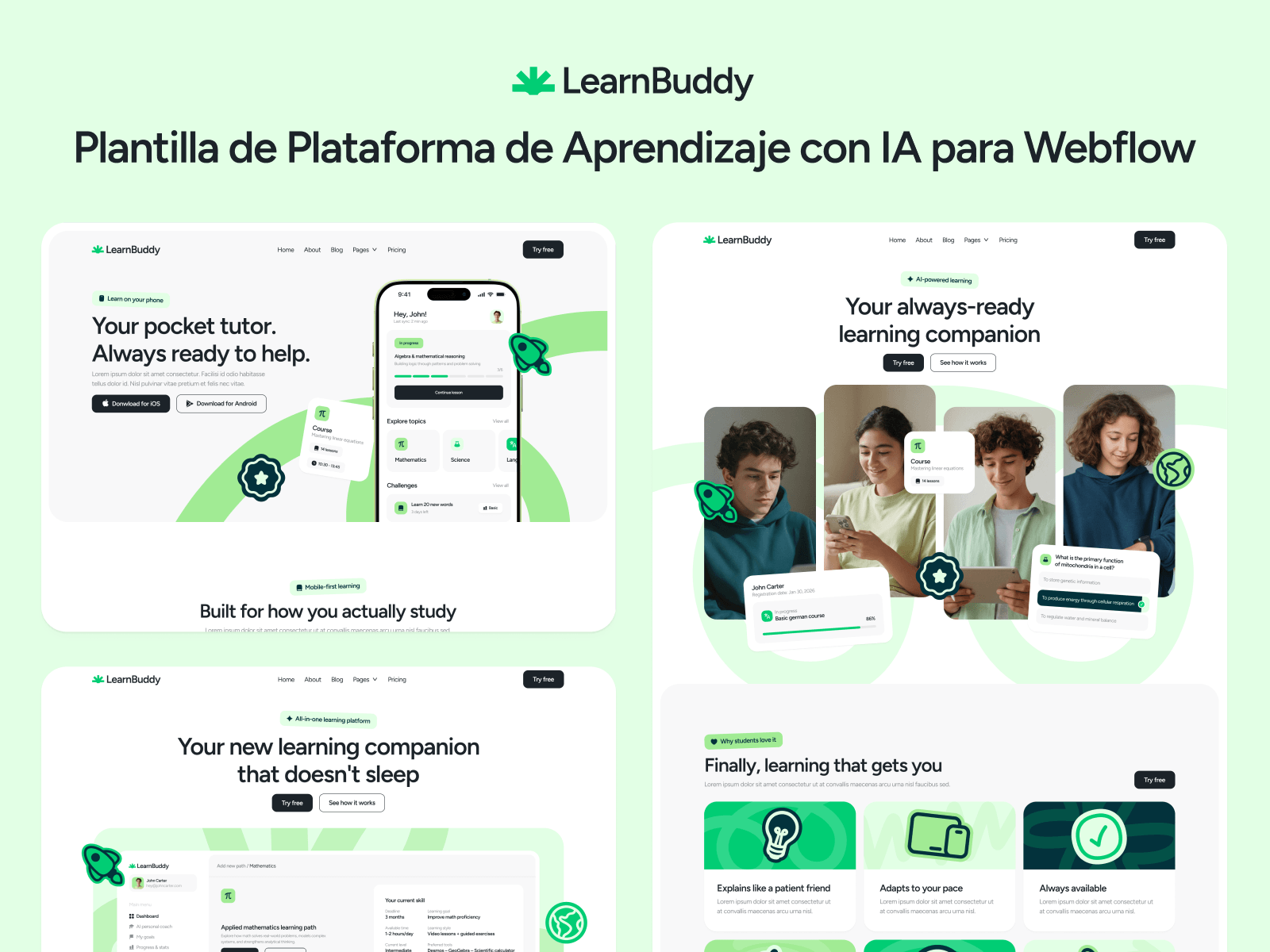 Template de Aprendizaje Inteligente para Webflow