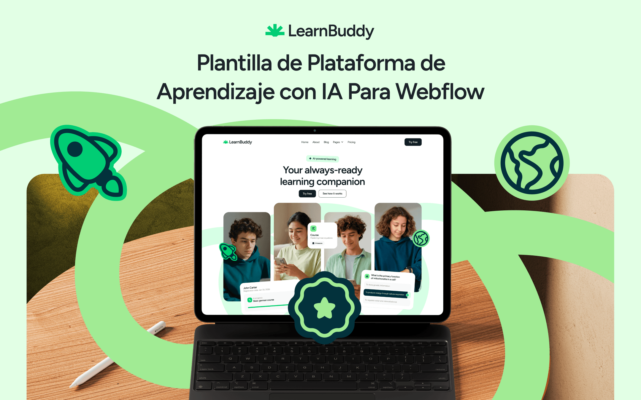 Plantilla de Plataforma de Aprendizaje con IA para Webflow