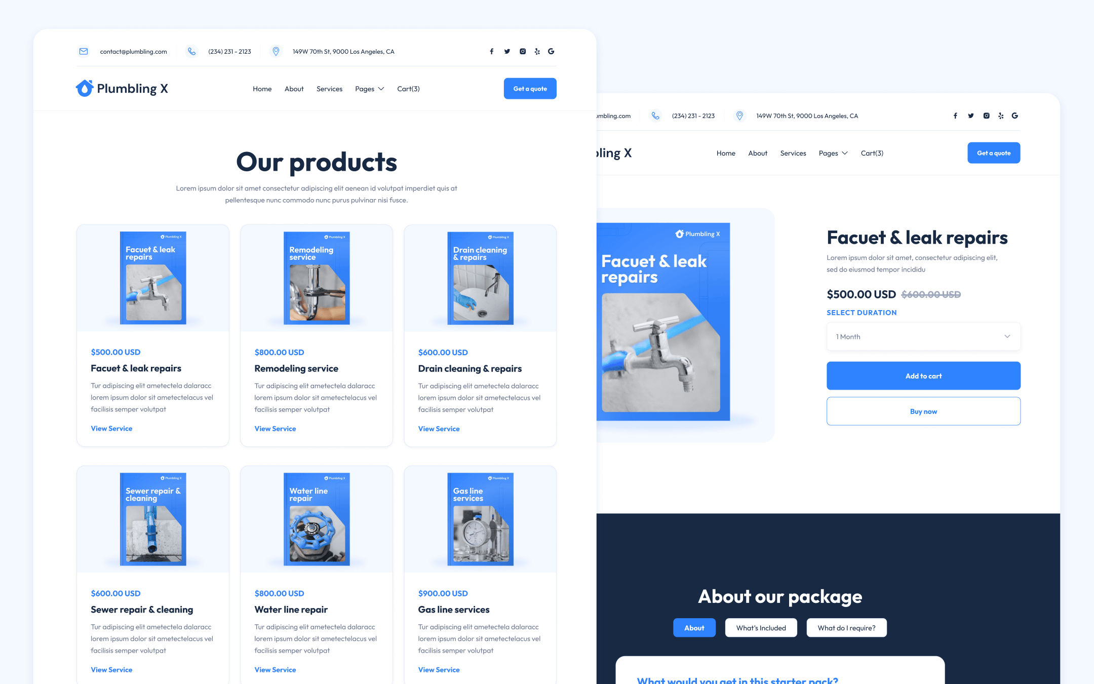 Plumbing X Template para Webflow
