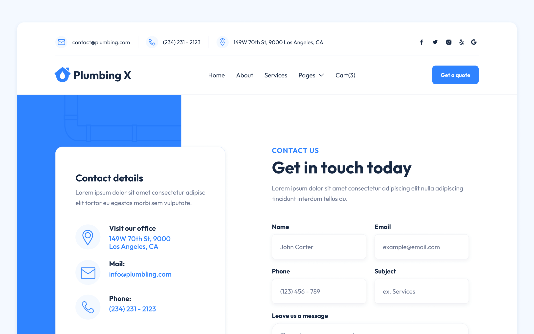 Plumbing X Template para Webflow