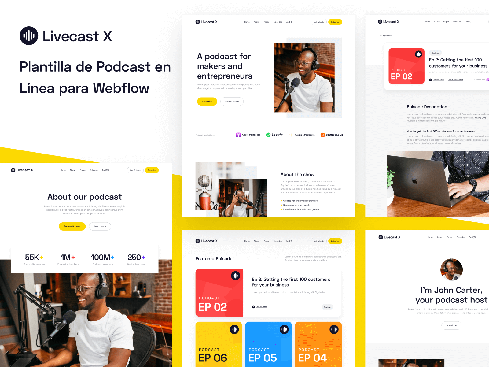  Plantilla de Podcast en Línea para Webflow