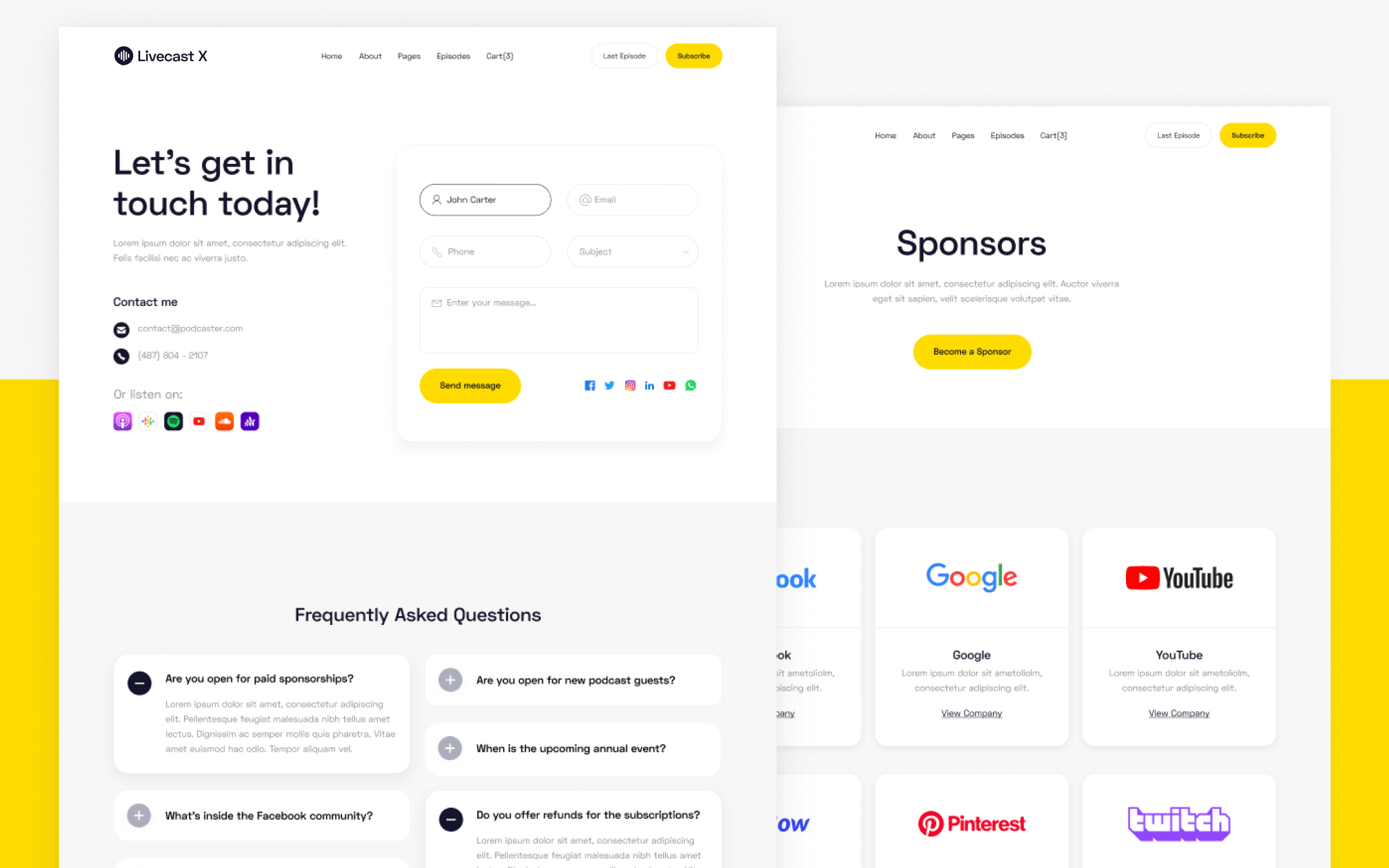Livecast X Template para Webflow