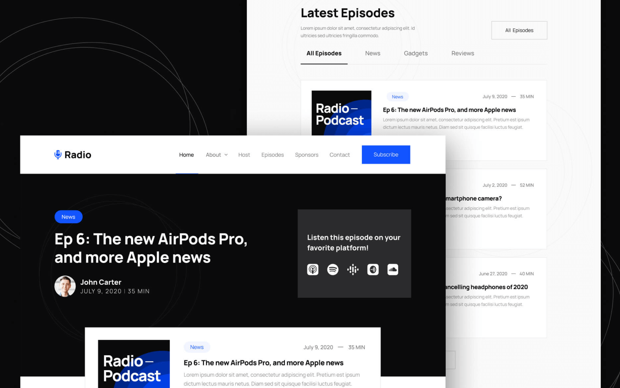 Radio Template para Webflow