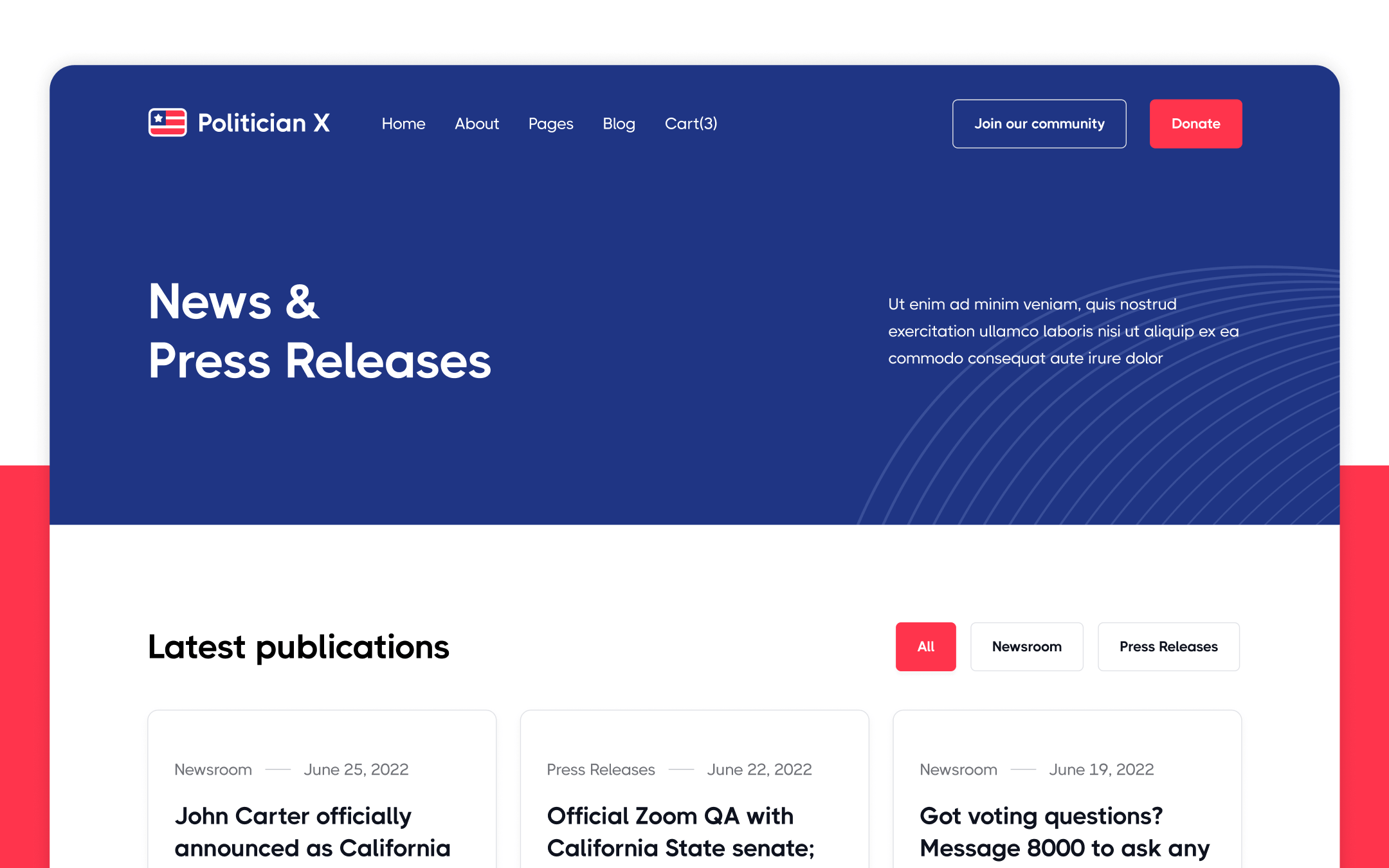 Politician X Template para Webflow