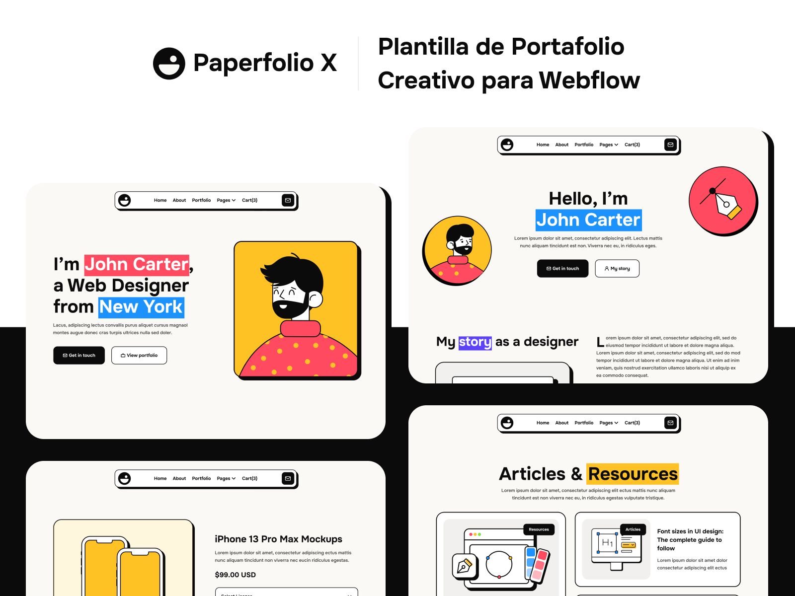 Plantilla de Portafolio Creativo para Webflow