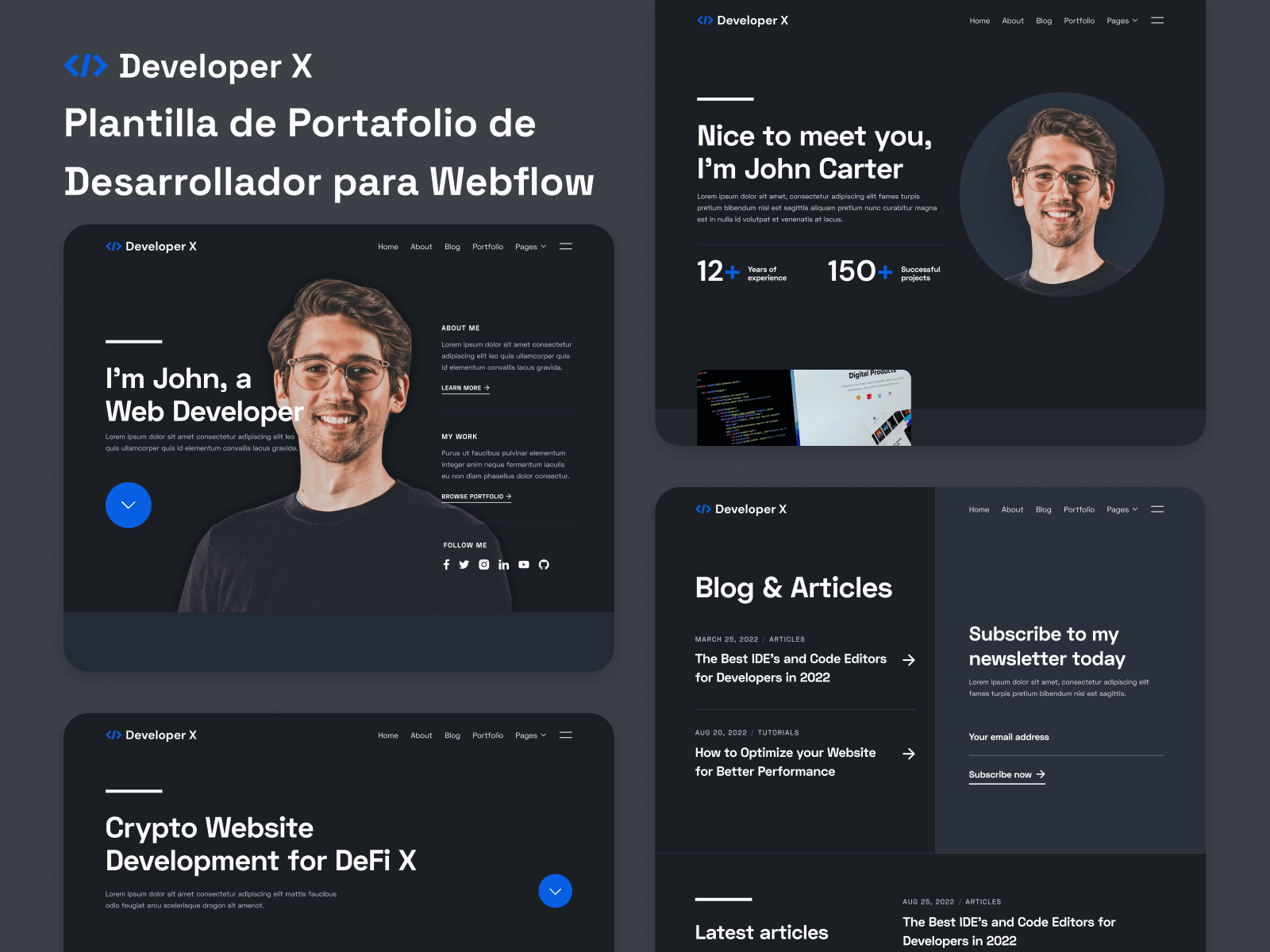 Plantilla de Portafolio de Desarrollador para Webflow