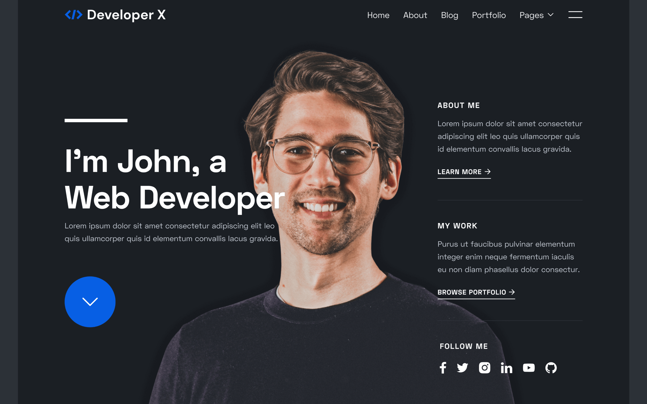 Plantilla de Portafolio de Desarrollador para Webflow