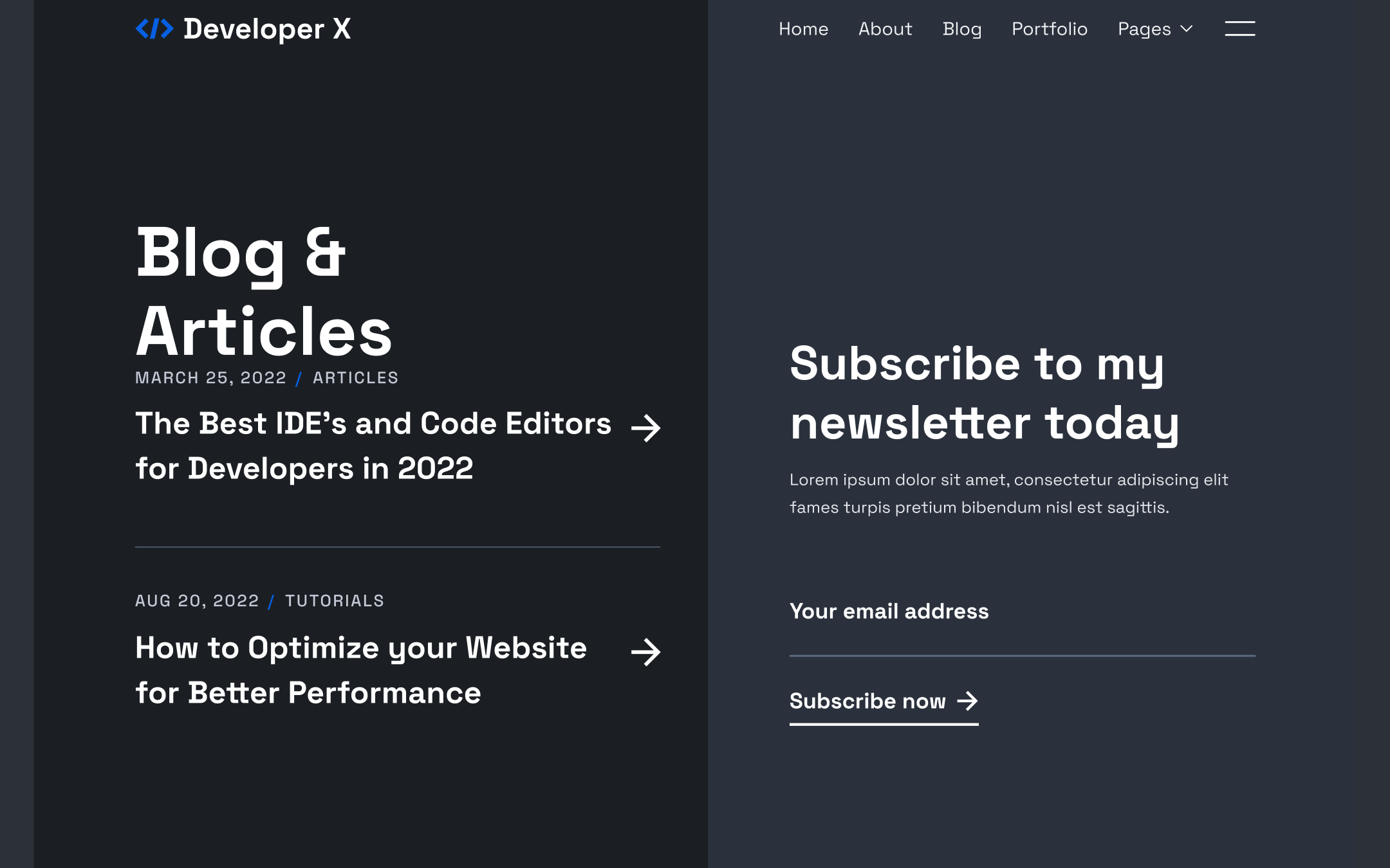 Developer X Template para Webflow