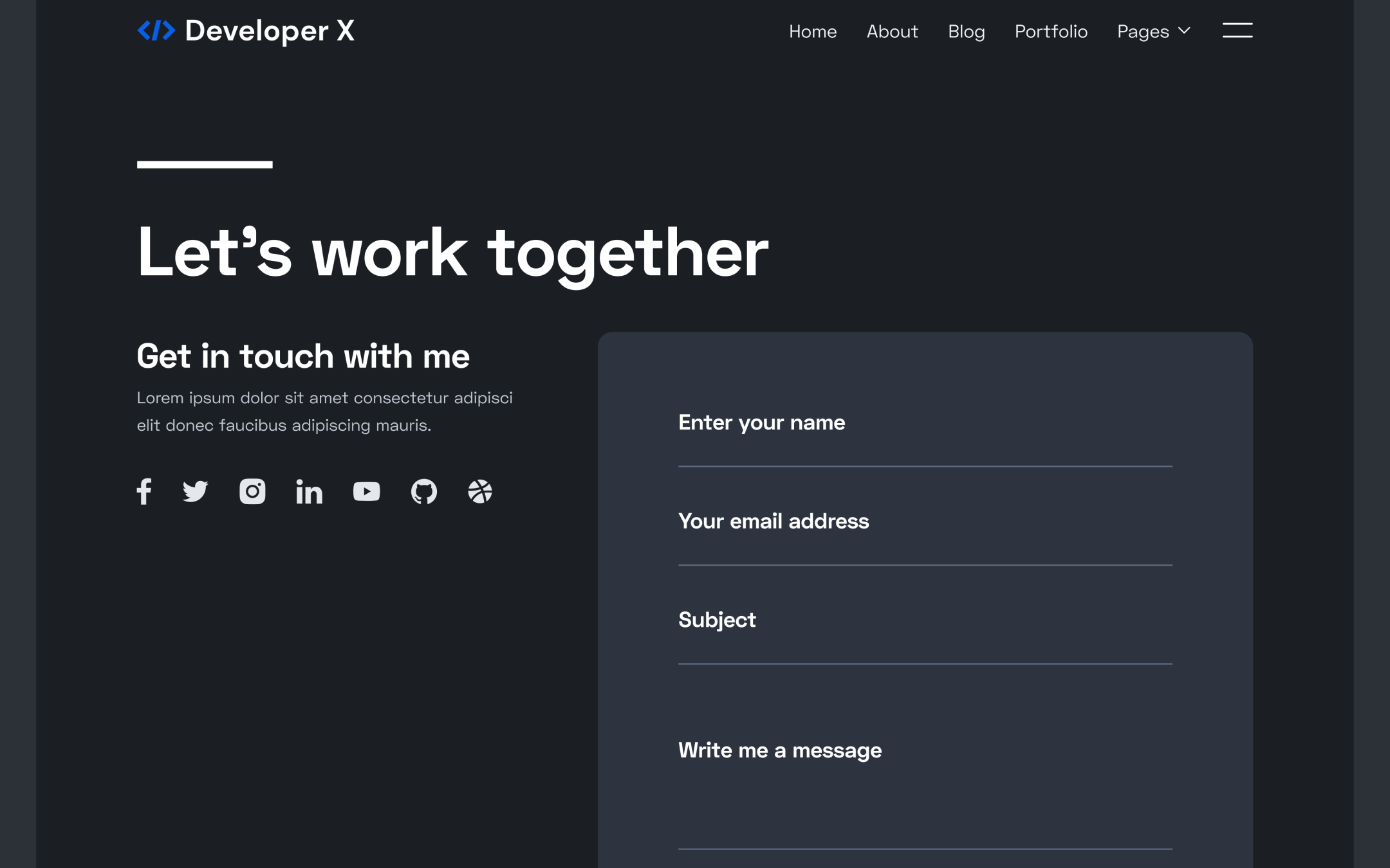 Developer X Template para Webflow