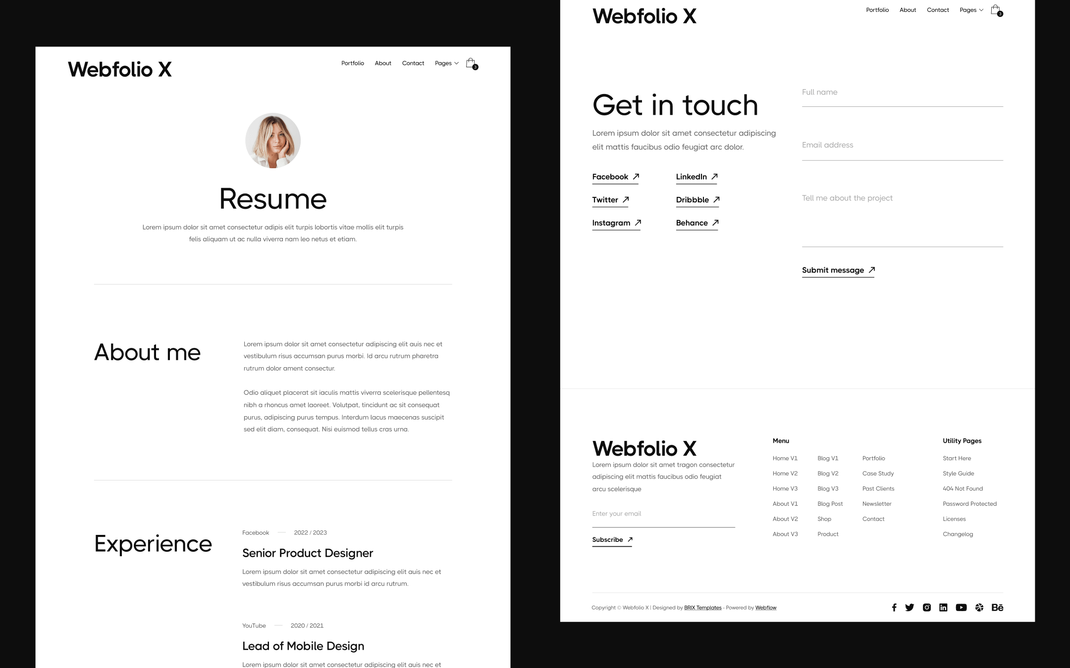 Webfolio X Template para Webflow
