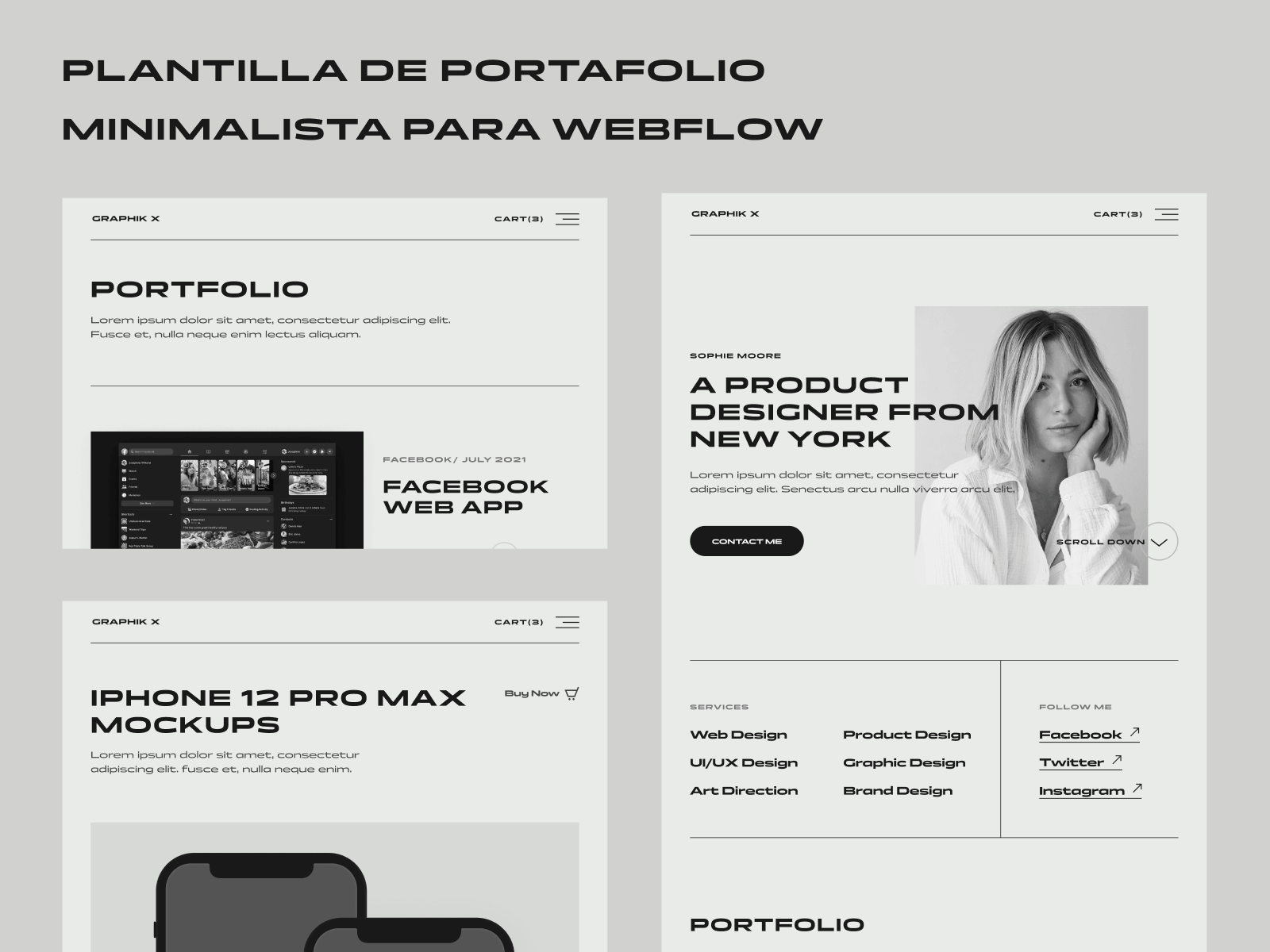 Plantilla de Portafolio Minimalista para Webflow
